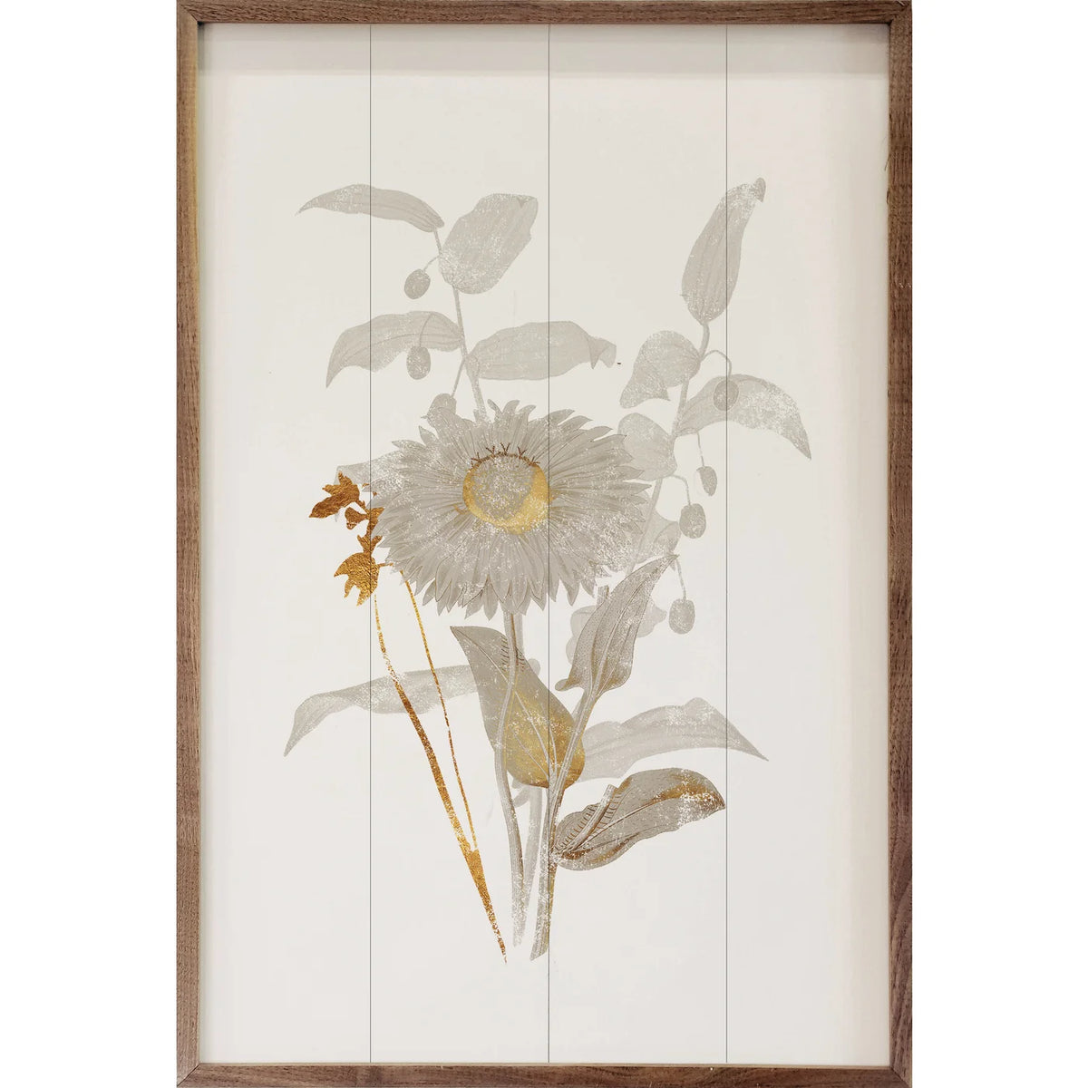 Gold Daisy Flower Wood Framed Print