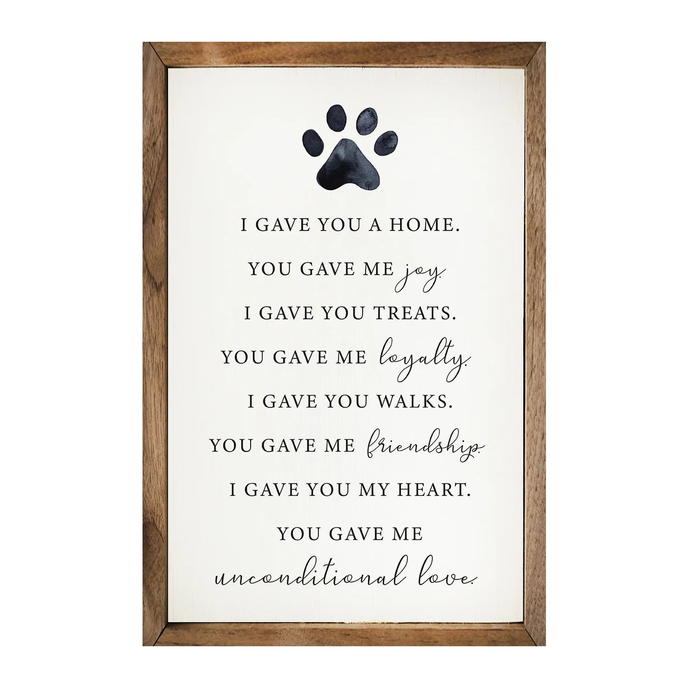 I Gave You A Home Paw White Wood Framed Print