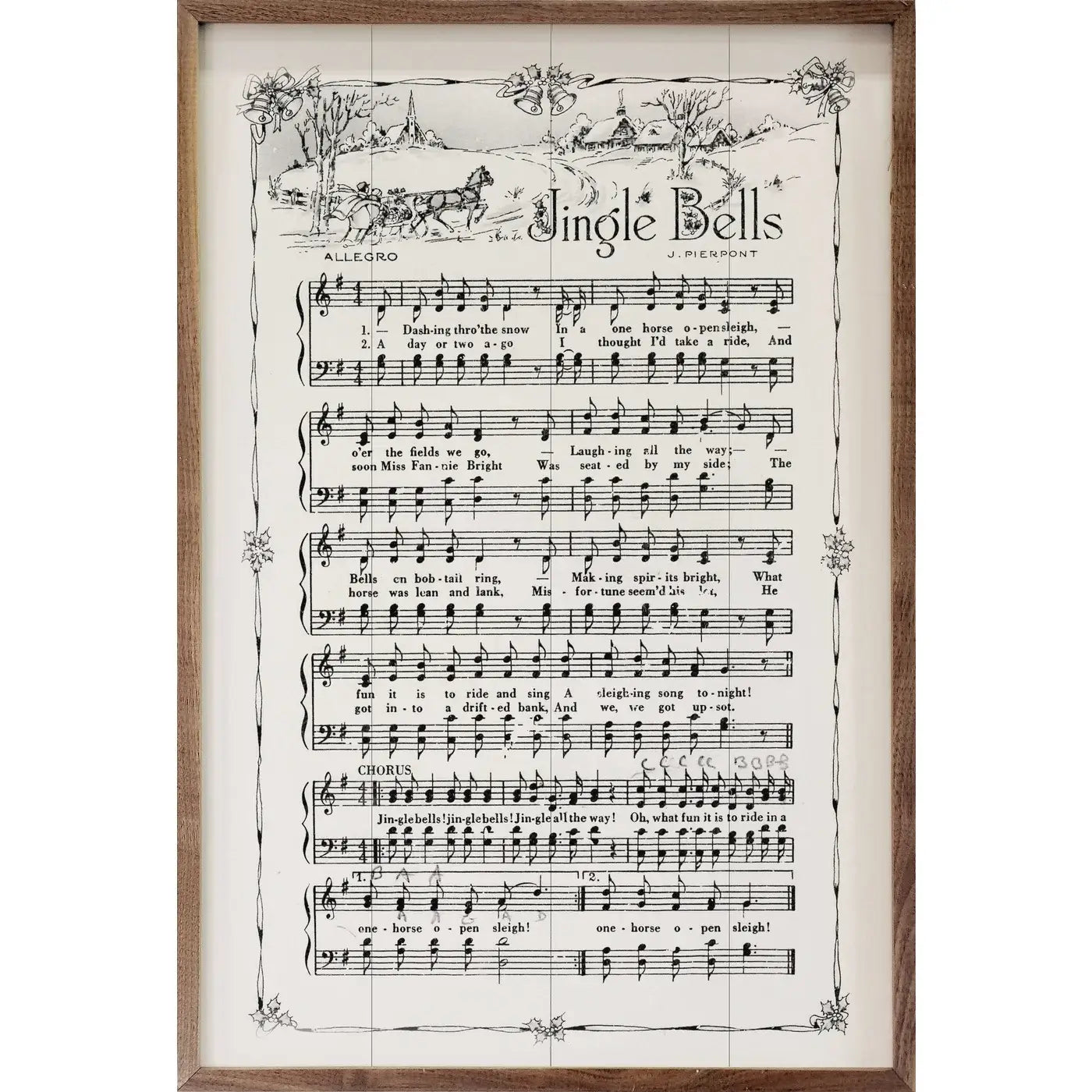 Jingle Bells Sheet Music Wood Framed Print