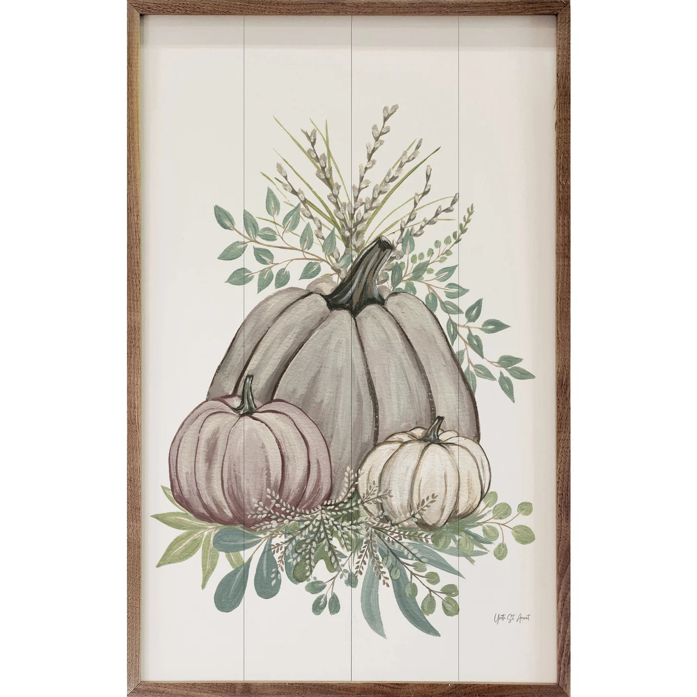 Harvest Greenery Wood Framed Print