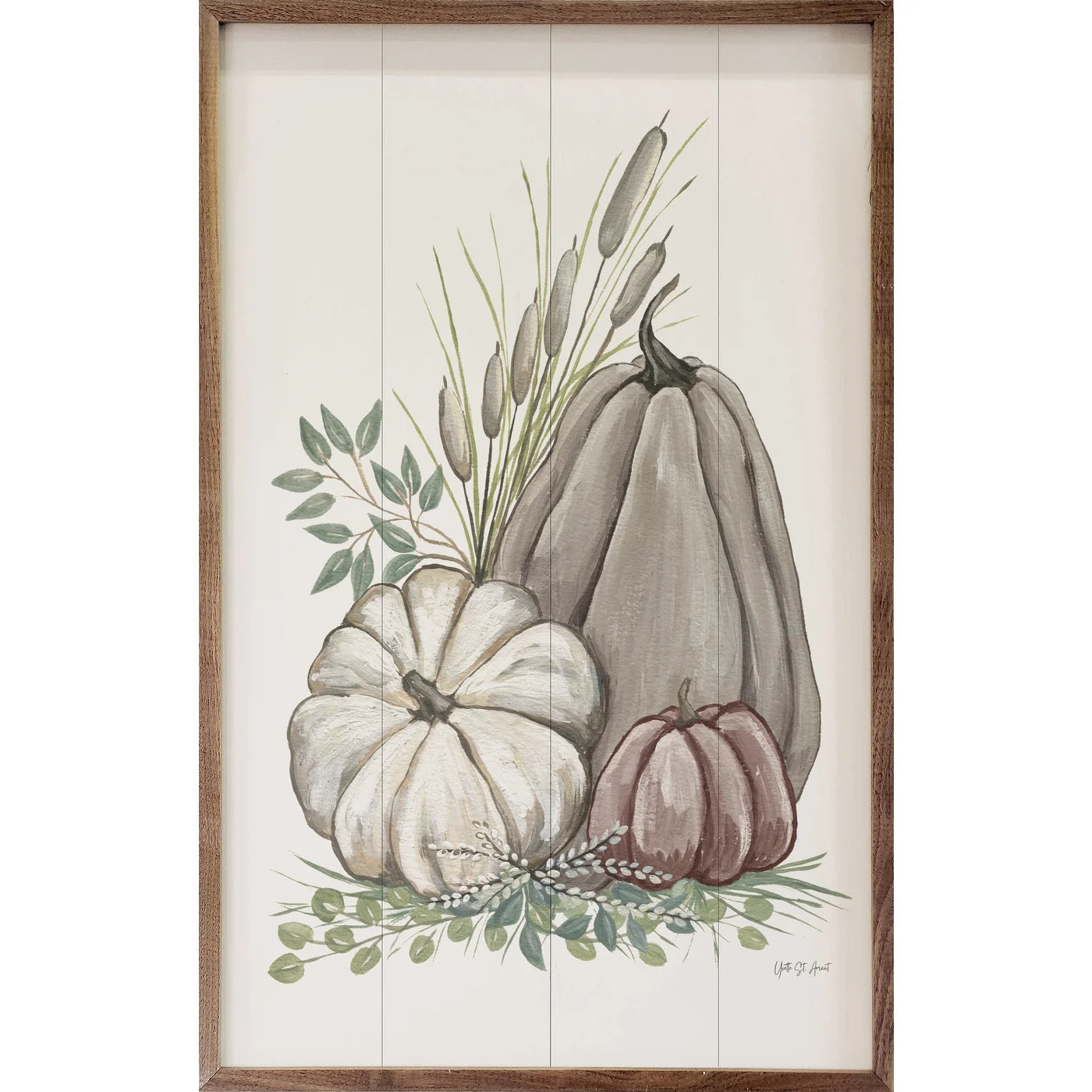 Harvest Cattails Wood Framed Print