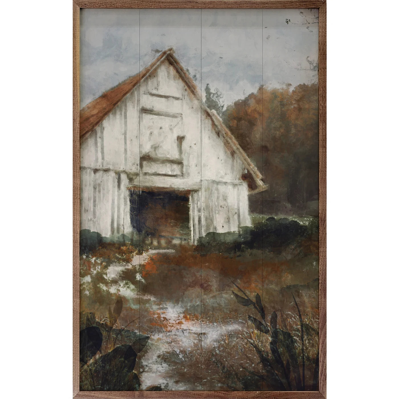 Old White Barn Wood Framed Print