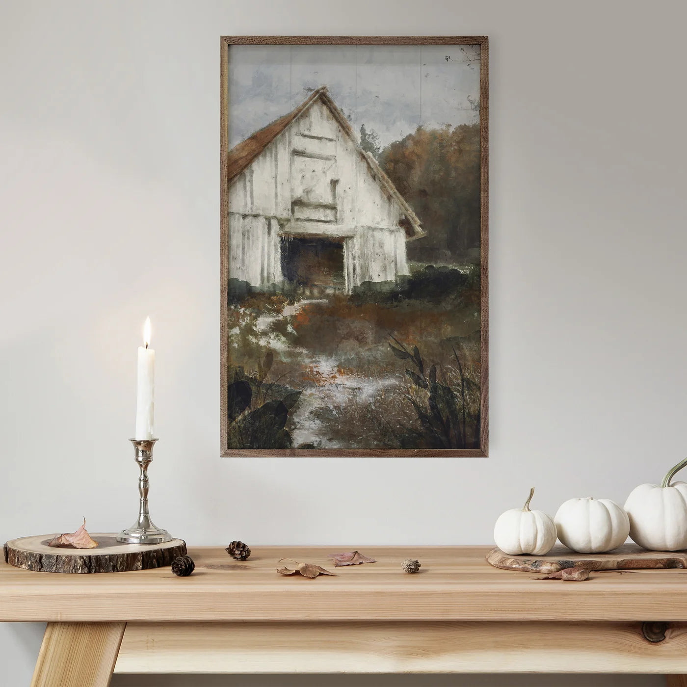 Old White Barn Wood Framed Print