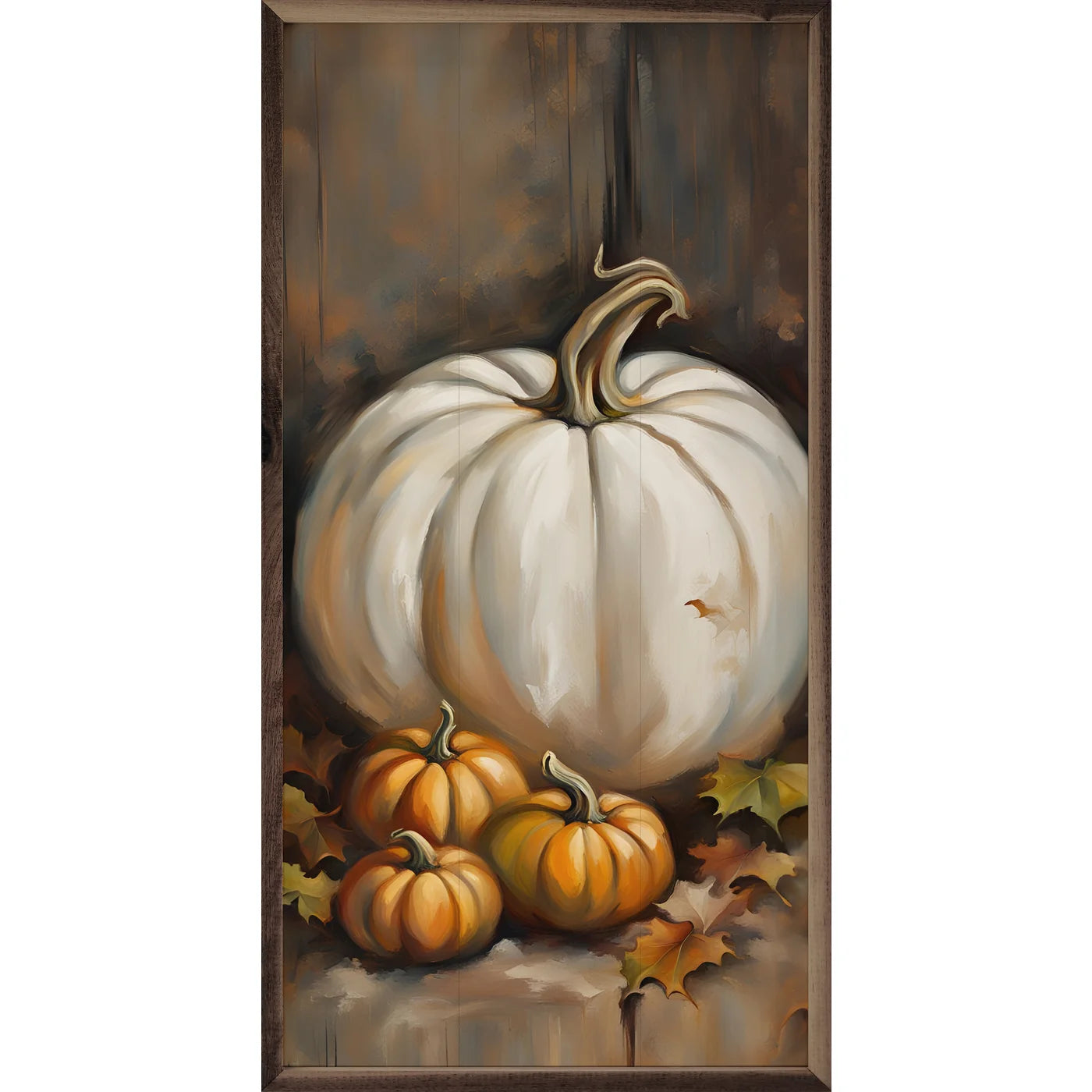 White Pumpkin And Small Orange Wood Framed Print