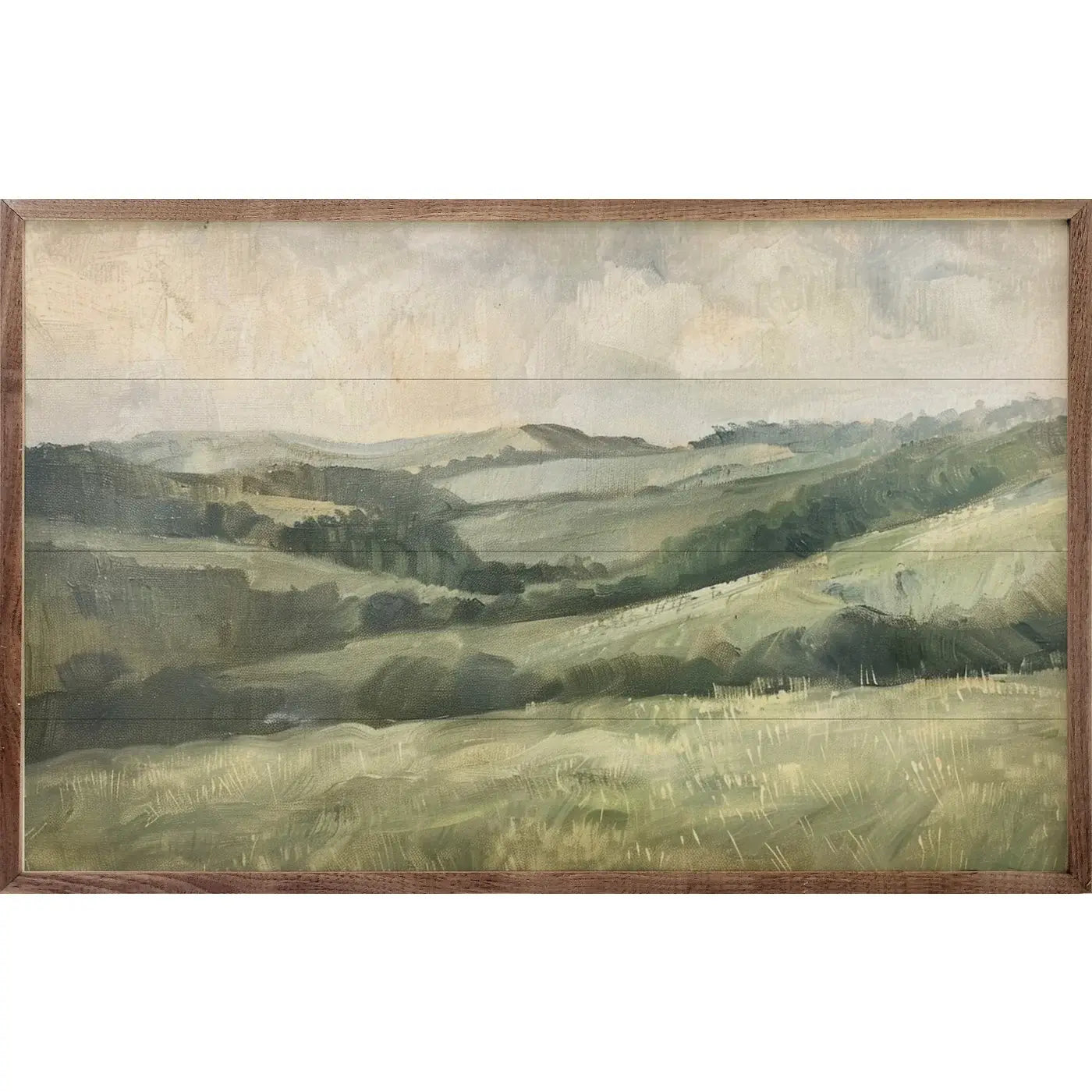 Green Hilly Landscape Wood Framed Print