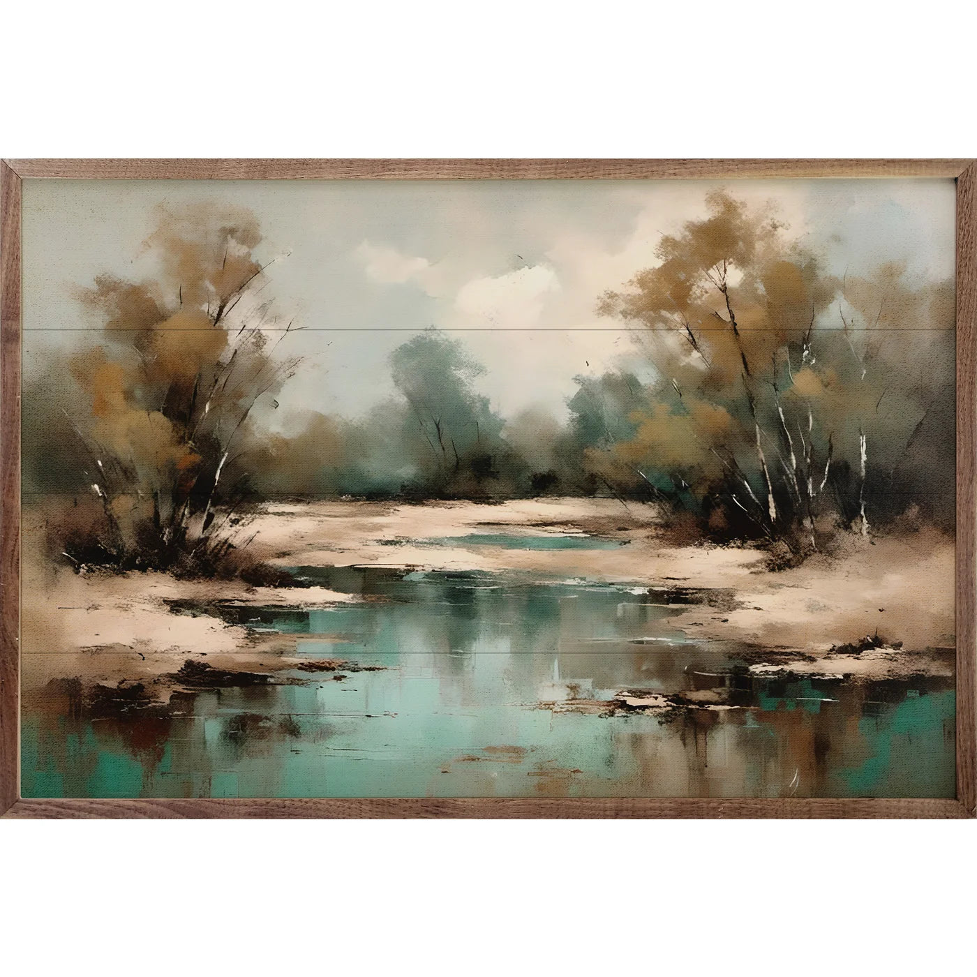 Teal Lake Wood Framed Print