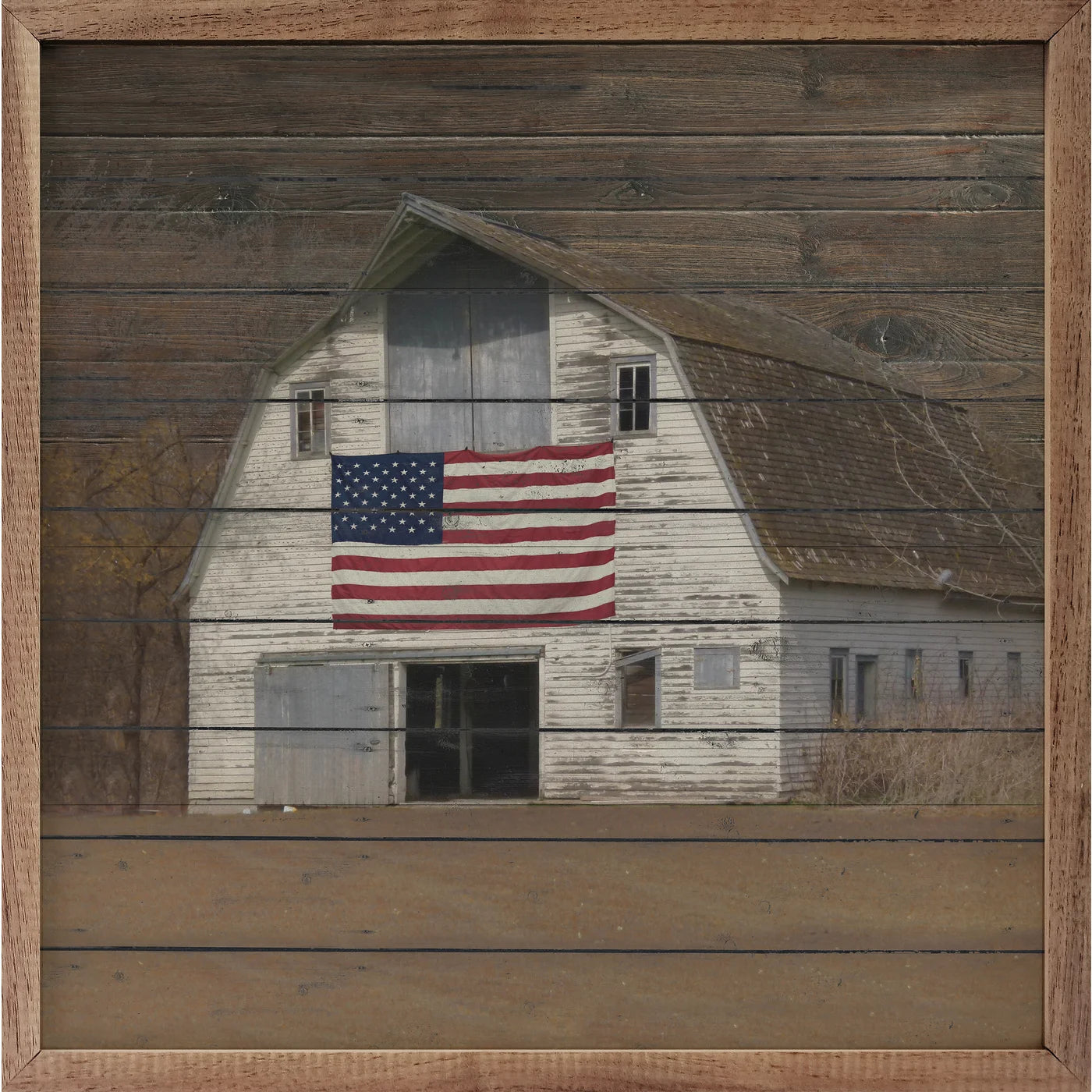 Americana White Barn Wood Framed Print