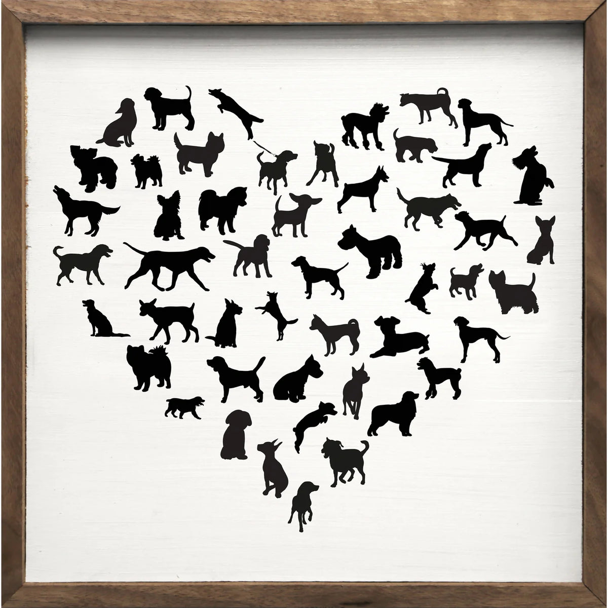 Dog Heart White Wood Framed Print