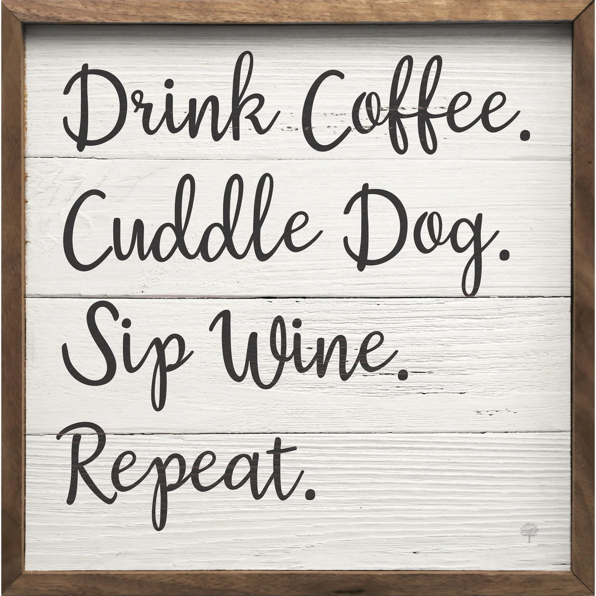 Drink Coffee Cuddle Dog Wood Framed Print