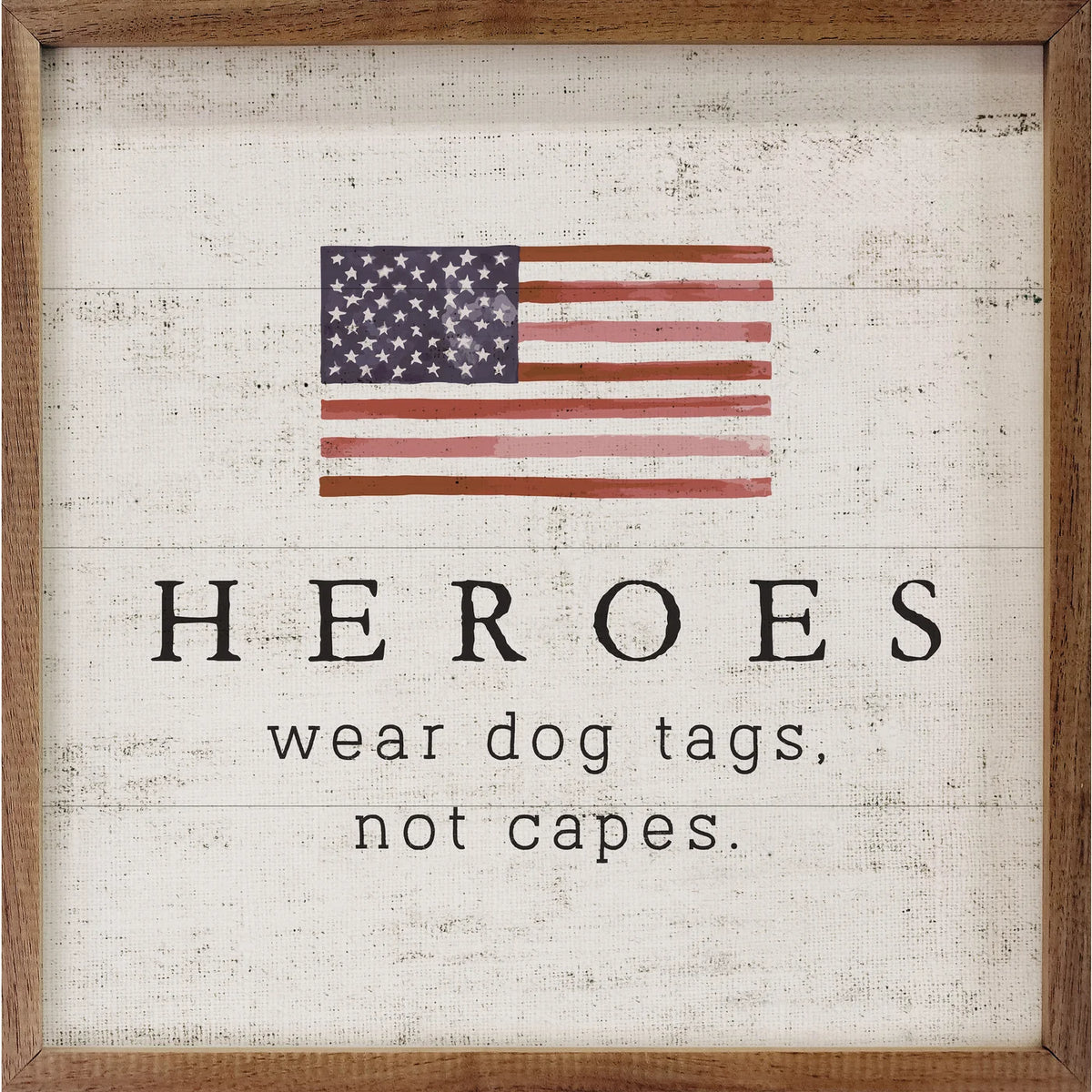 Heroes Flag Whitewash Wood Framed Print