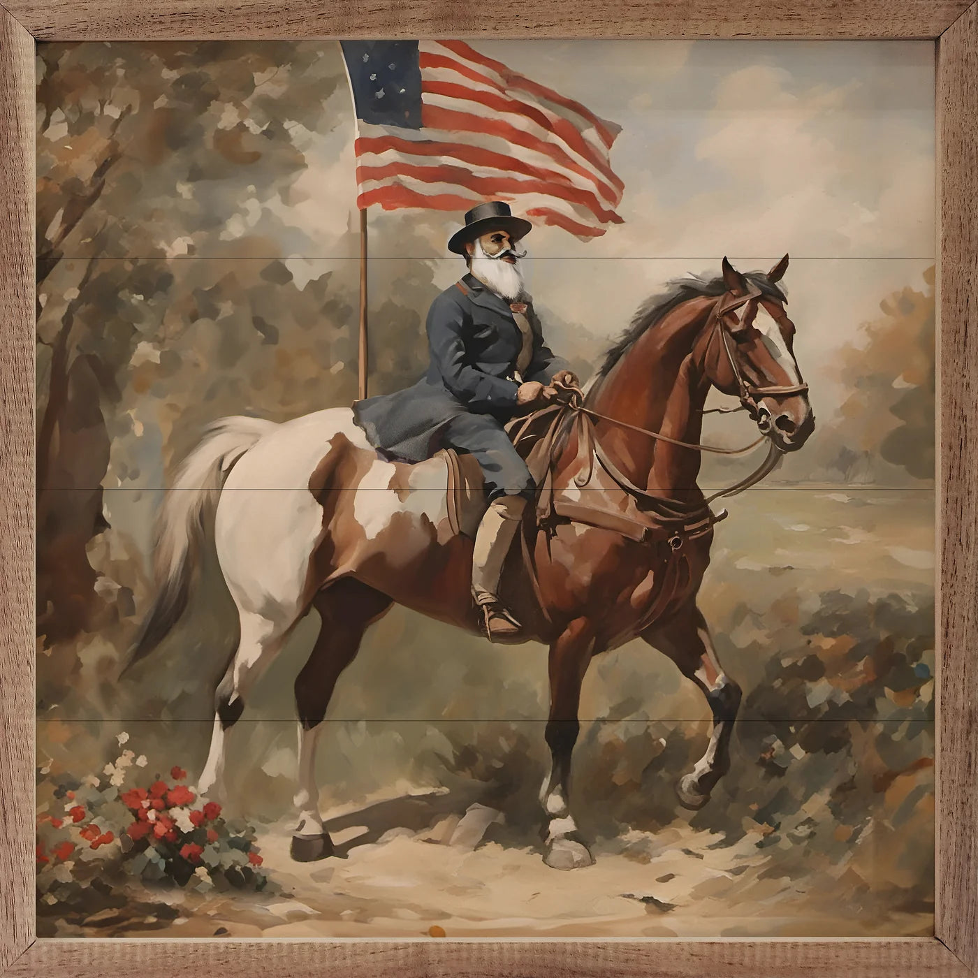 Patriotic Rider Wood Framed Print