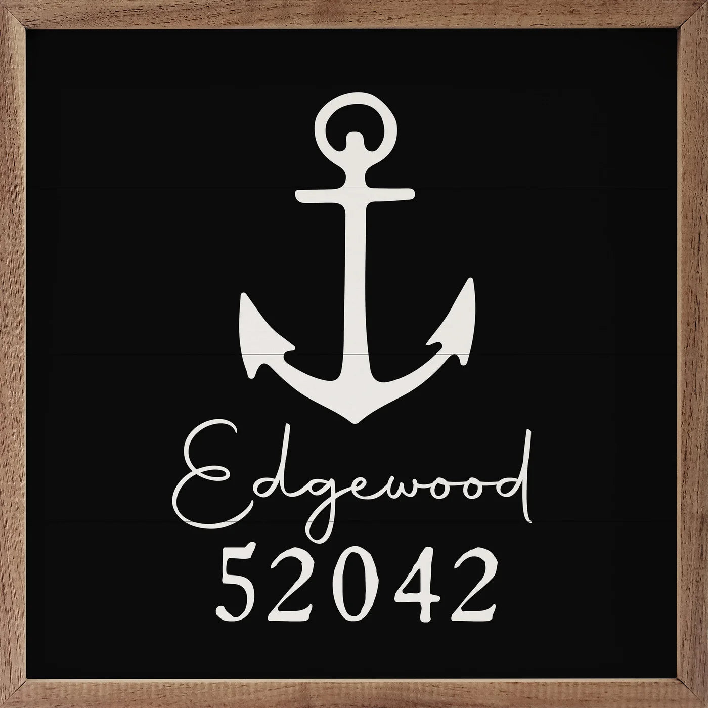 Personalized City & Zip Anchor Wood Framed Print