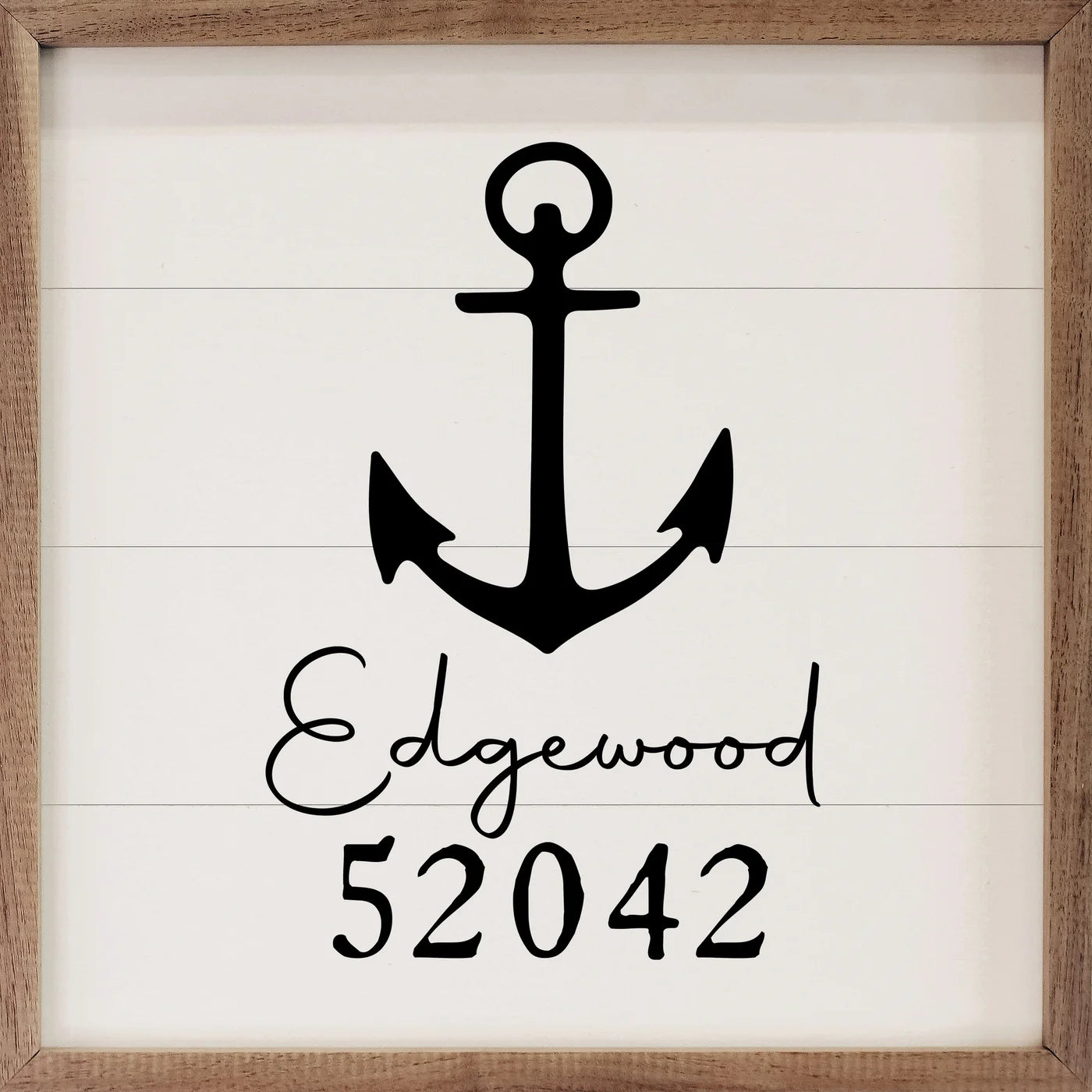 Personalized City & Zip Anchor Wood Framed Print