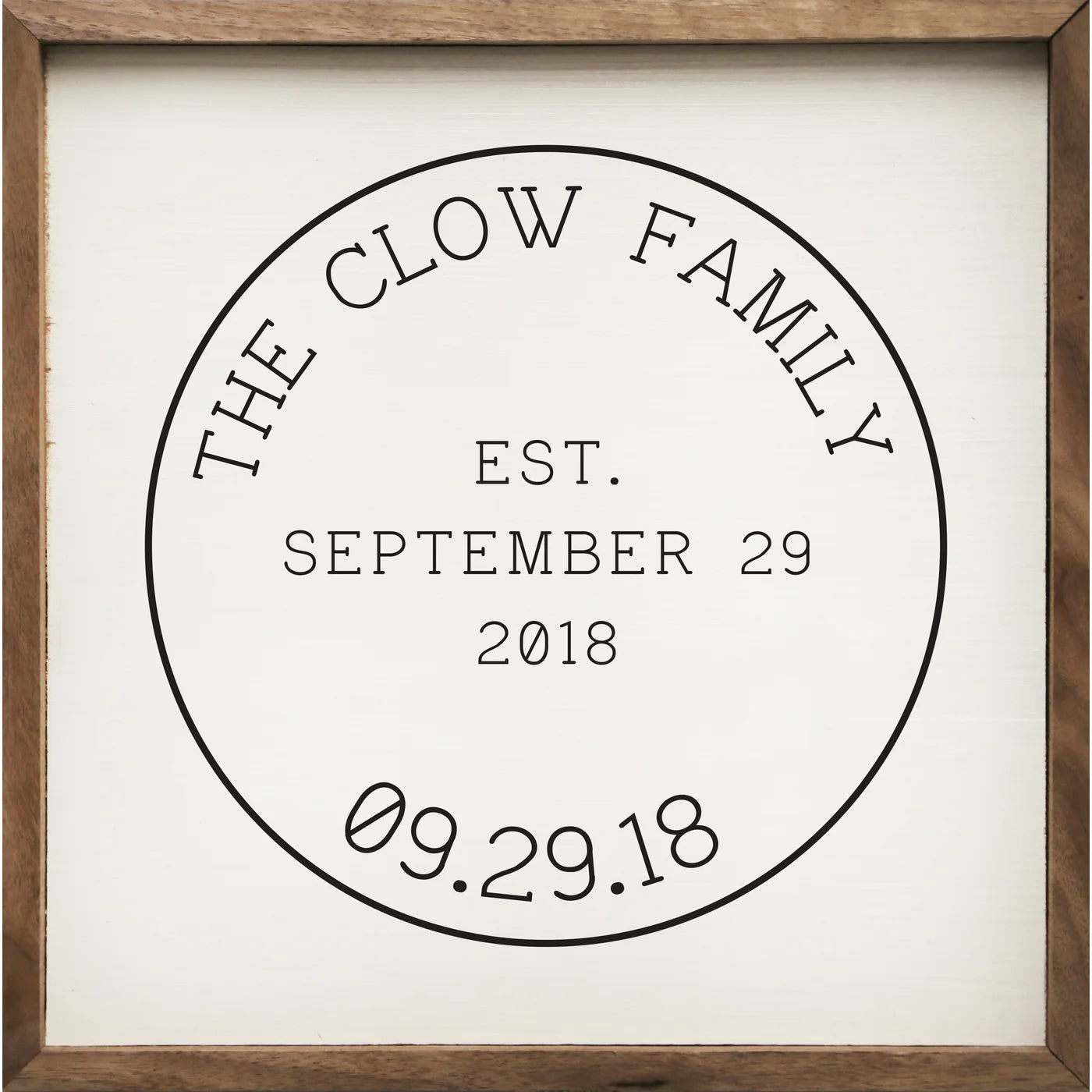 Personalized Family Stamp Date Wood Framed Print