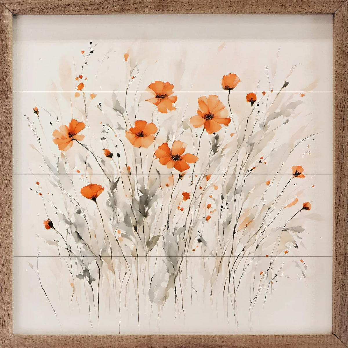 Pretty Orange Flowers Wood Framed Print