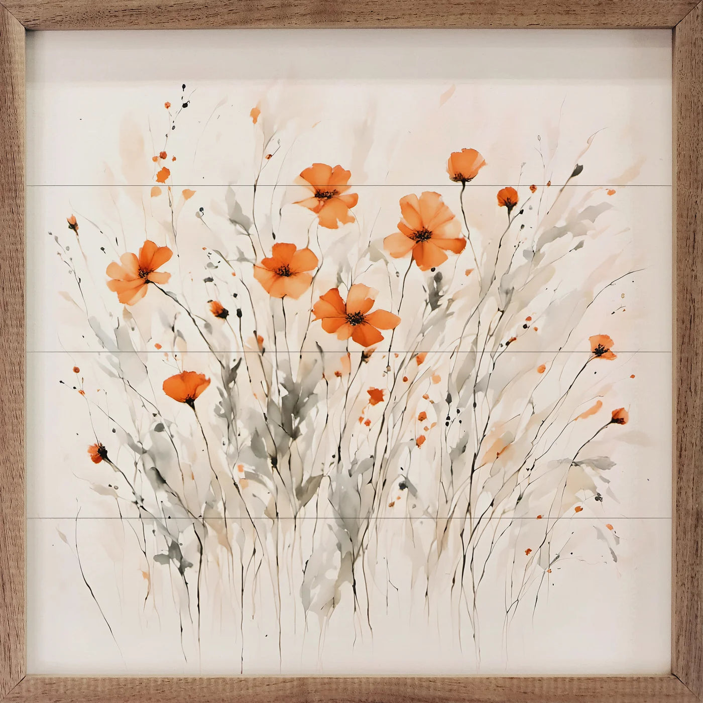 Pretty Orange Flowers Wood Framed Print