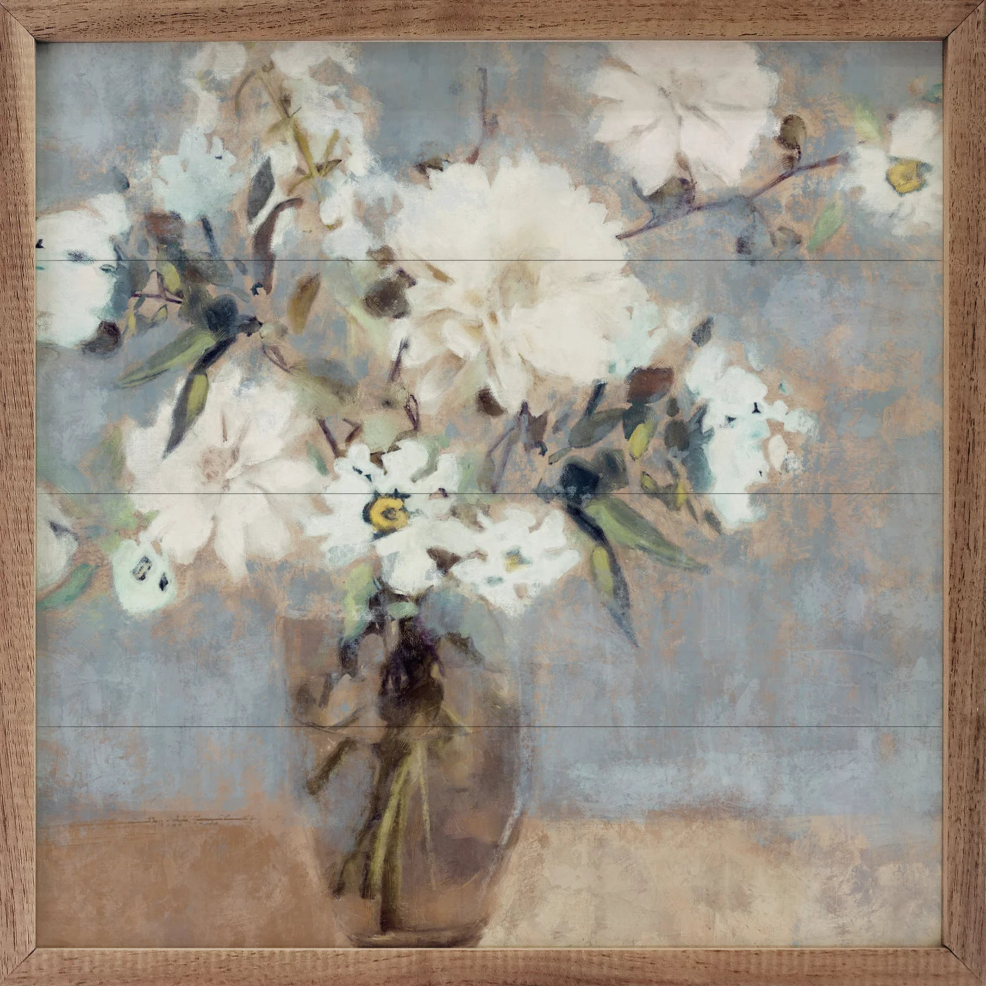 Soft Blue Bouquet 1 By Nina Blue Wood Framed Print