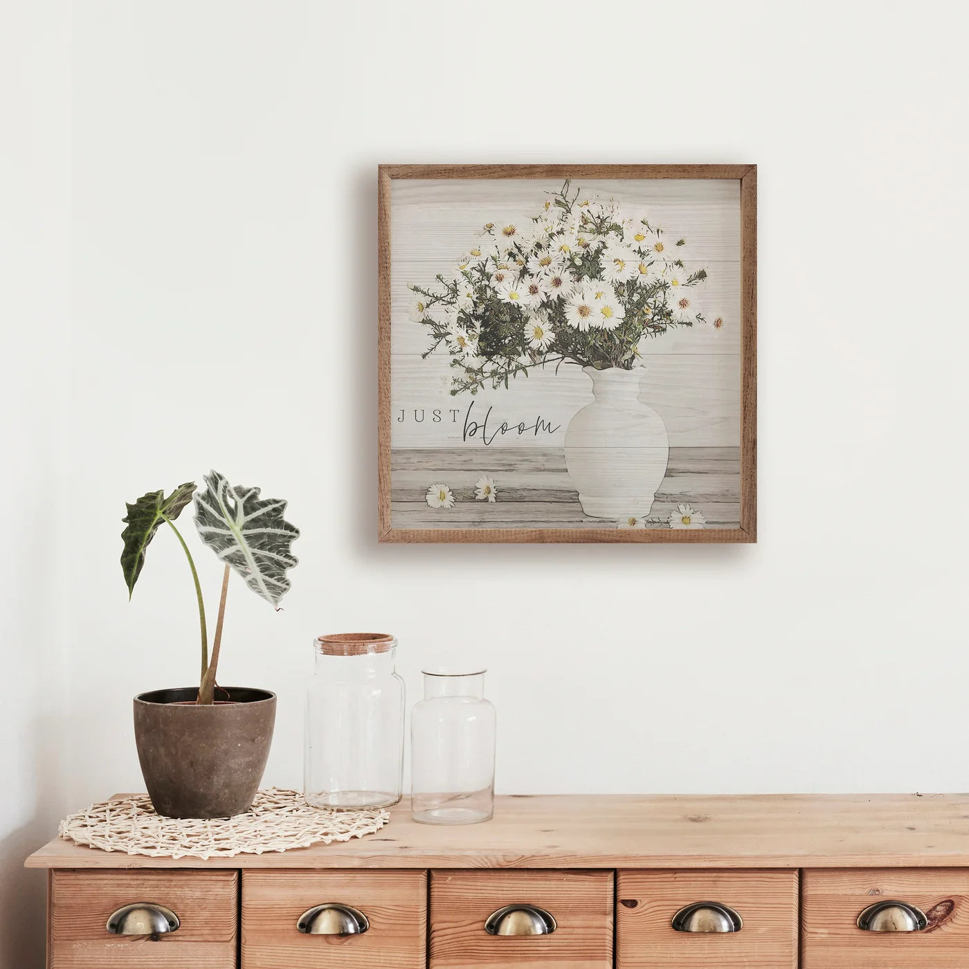 Just Bloom Flower Vase Wood Framed Print