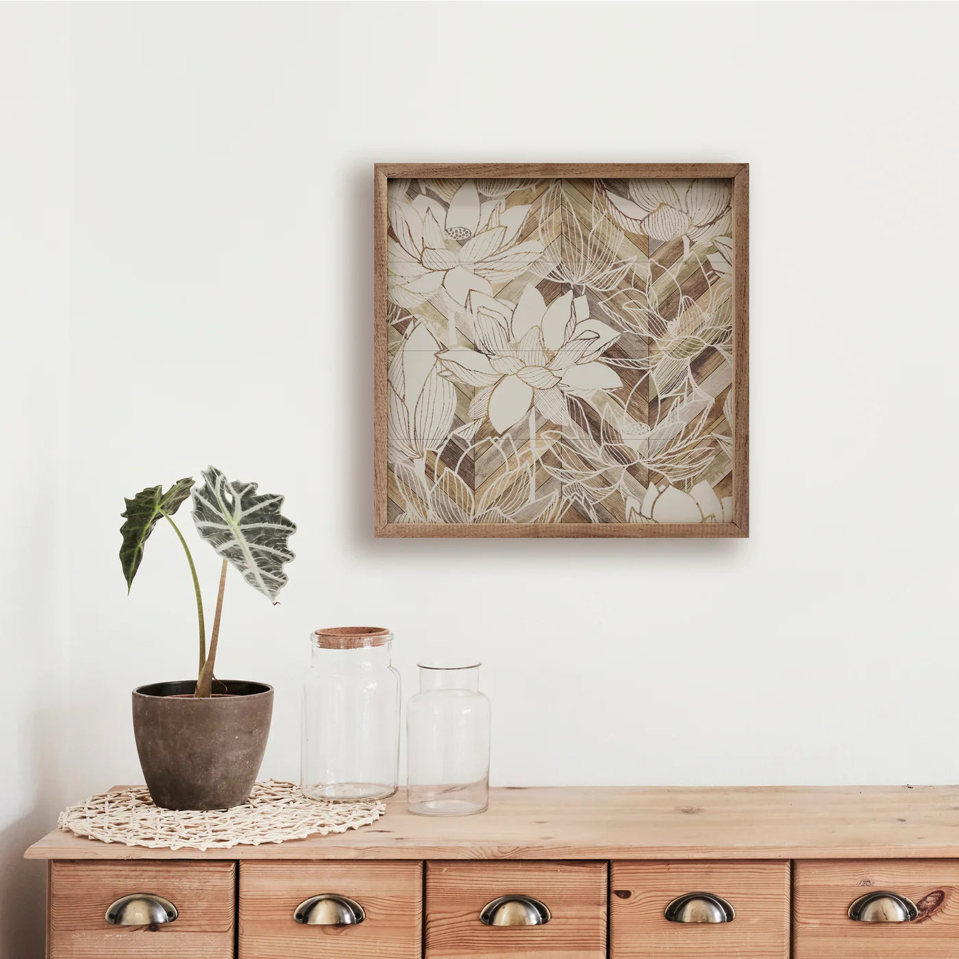 Pattern Lotus Wood Framed Print