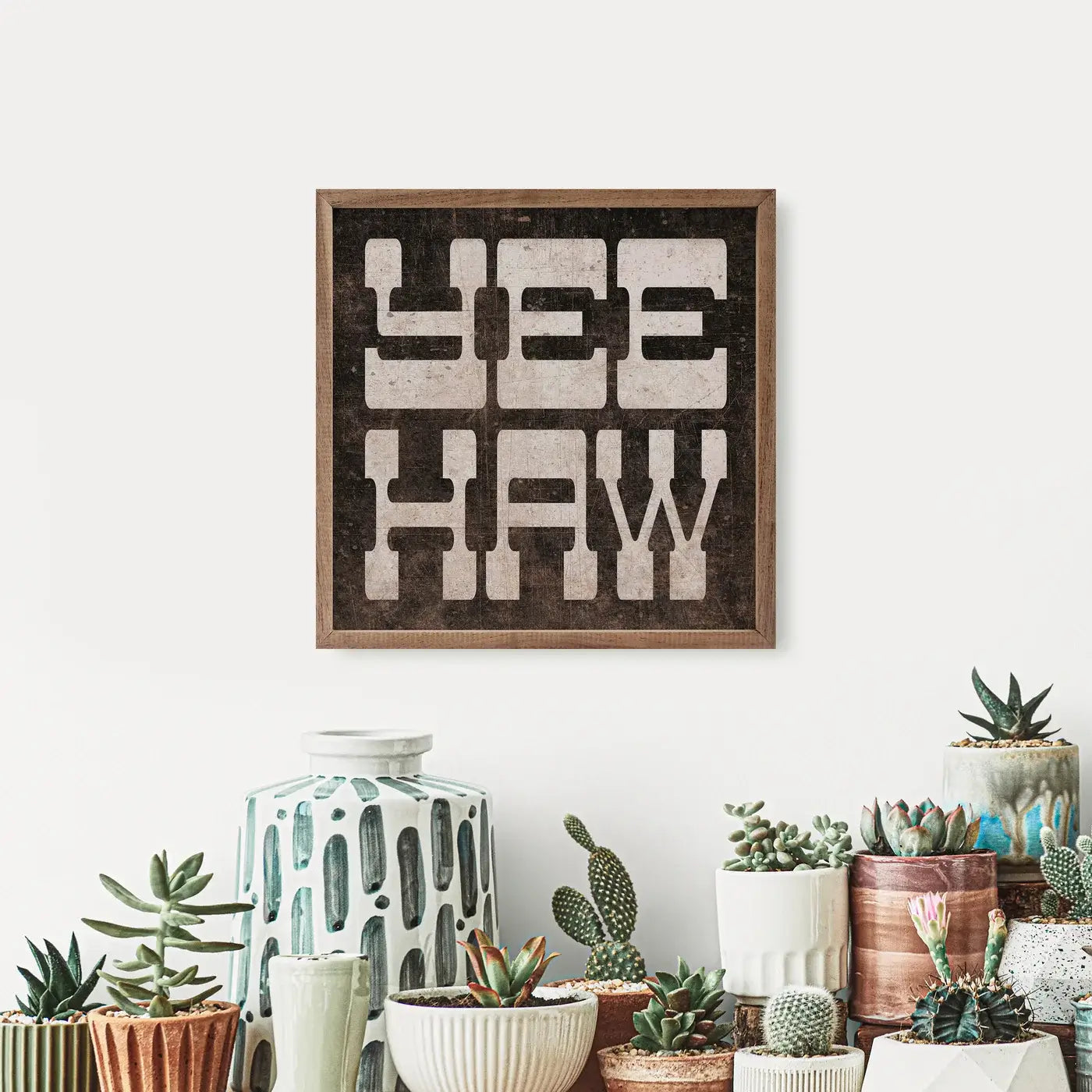 YeeHaw Wood Framed Print