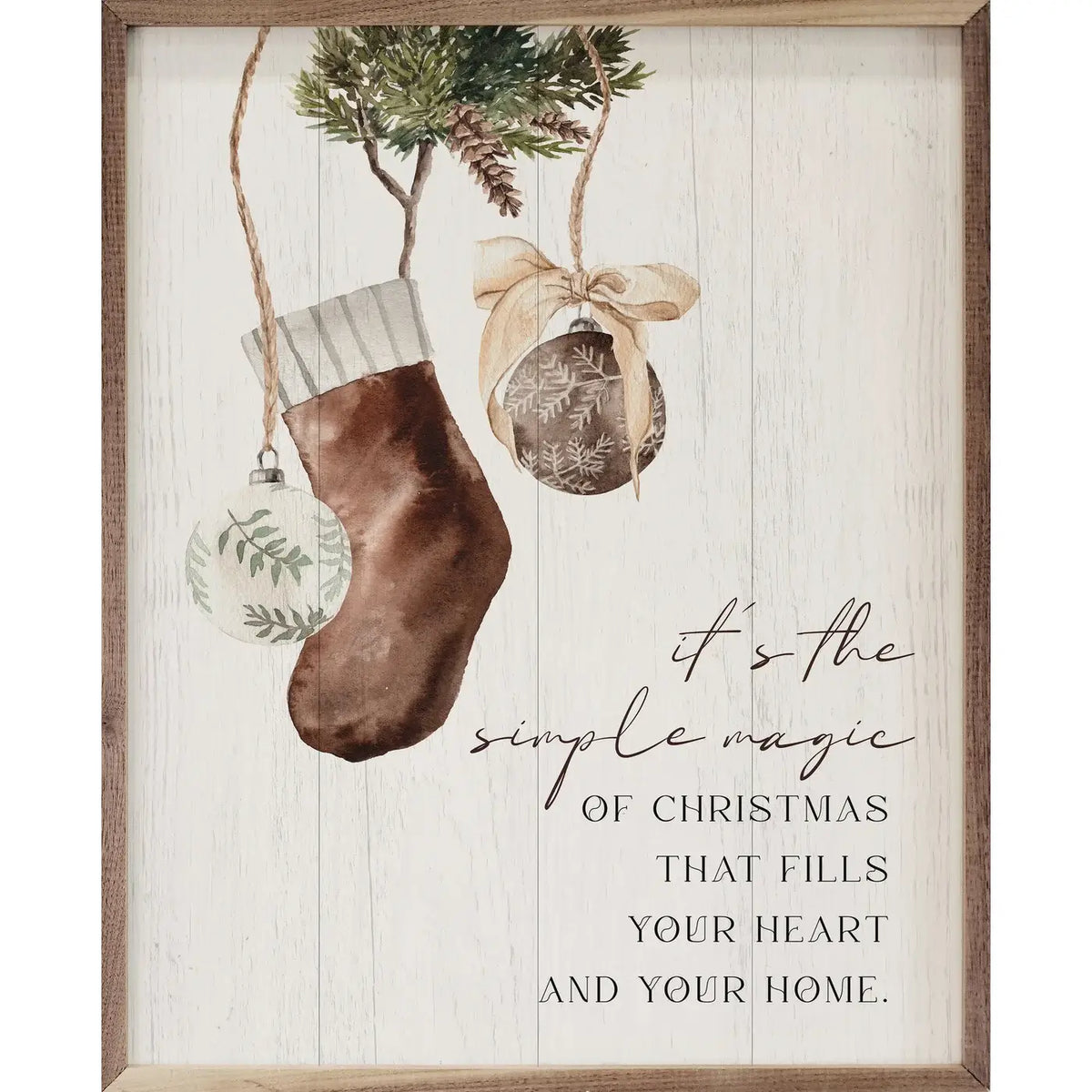 It&#39;s The Simple Magic Stocking Ornament Wood Framed Print