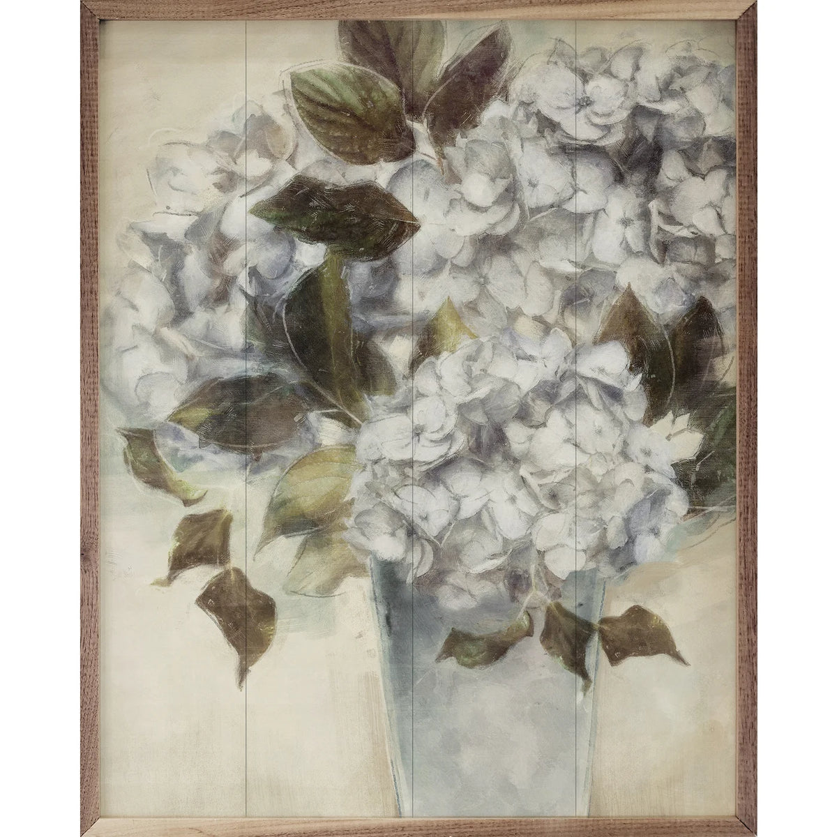 Twilight Hydrangea 1 Vase By Nina Blue Wood Framed Print