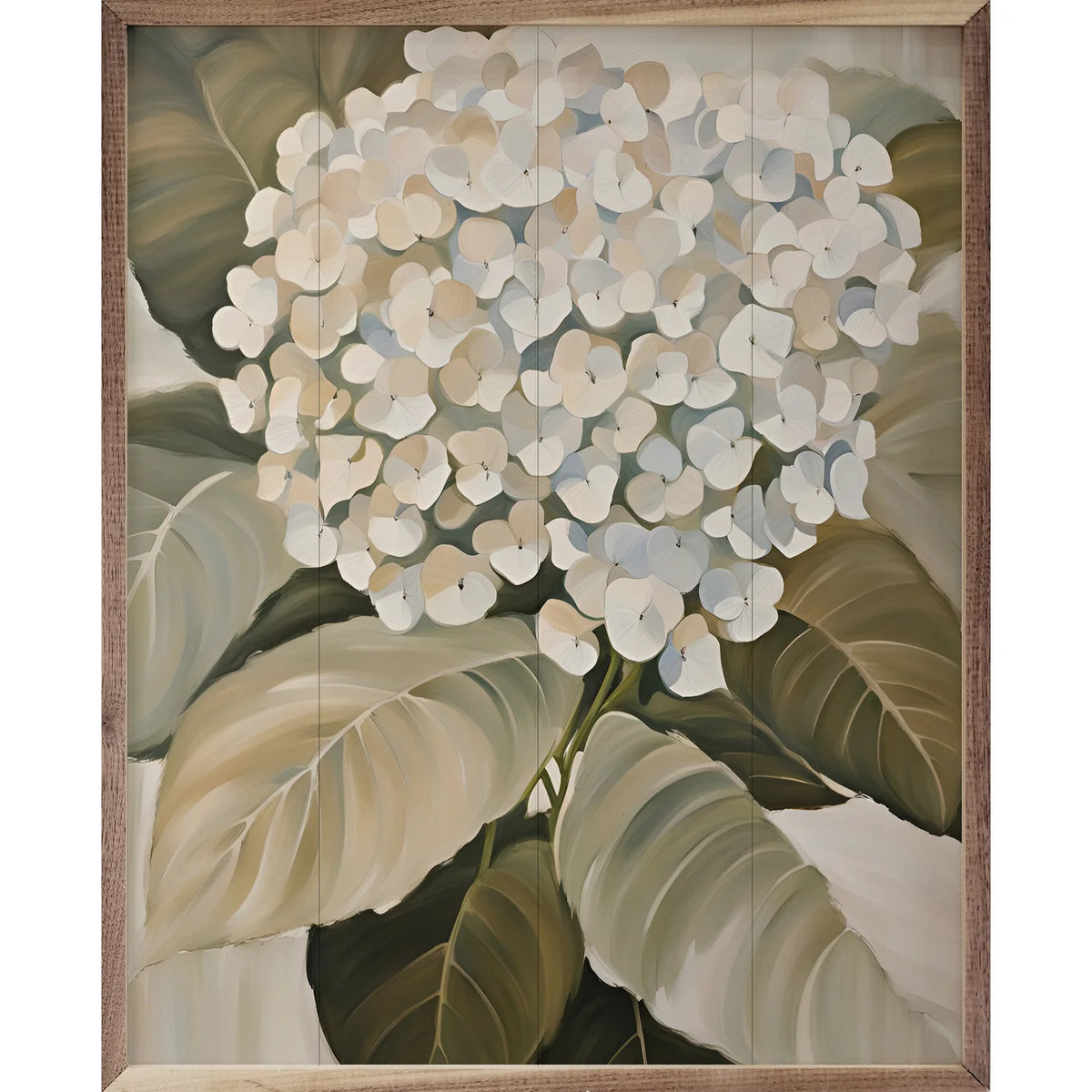 White Hydrangea Wood Framed Print