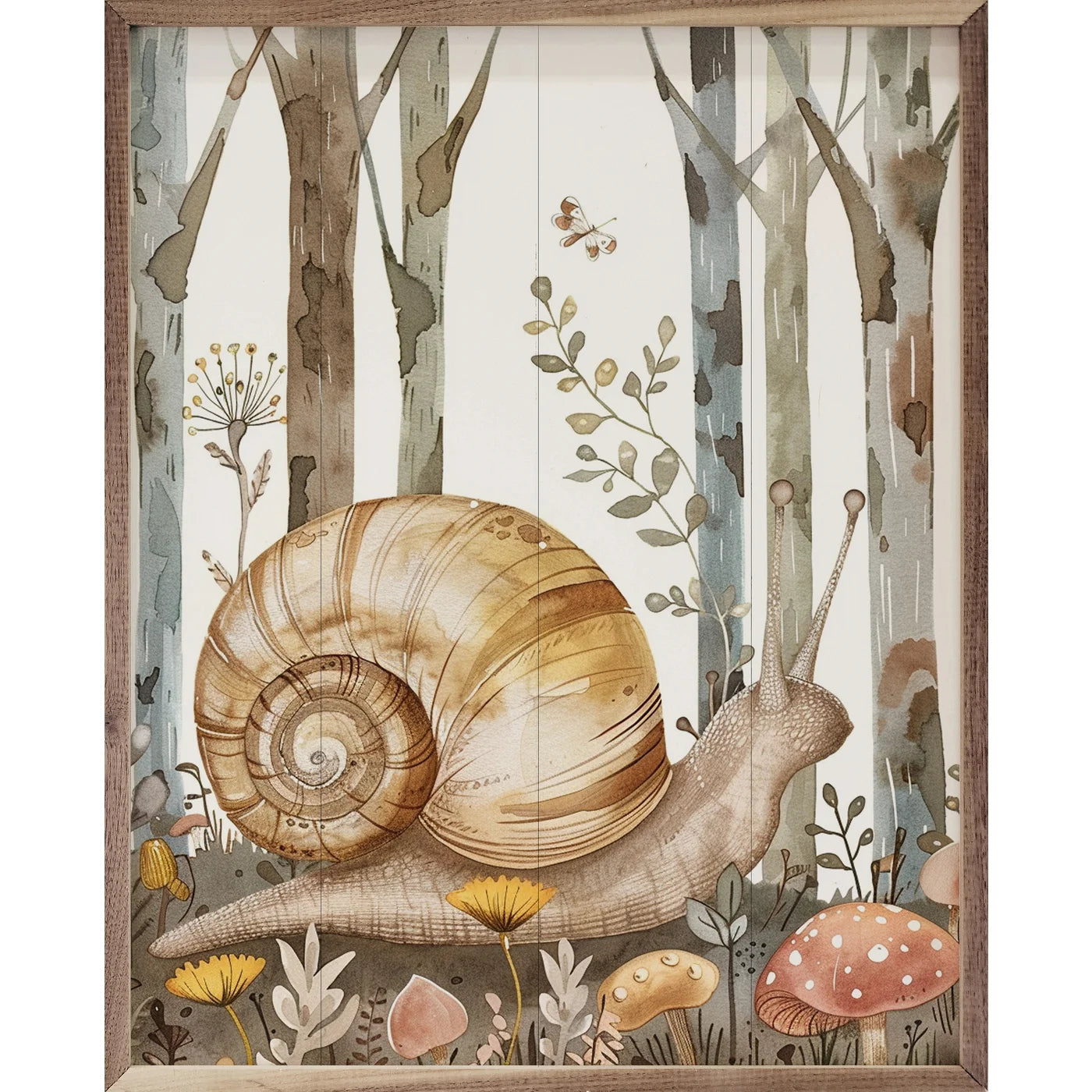 Woodland Animal Snail Wood Framed Print