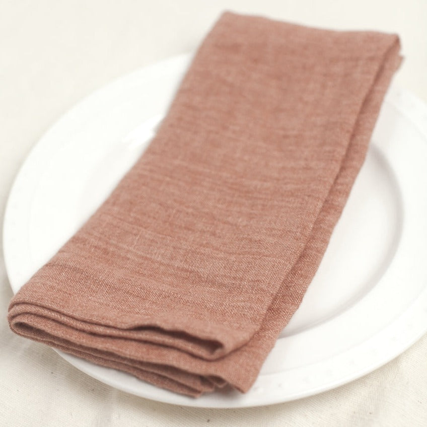 Stone Washed Linen Hemmed Dinner Napkin