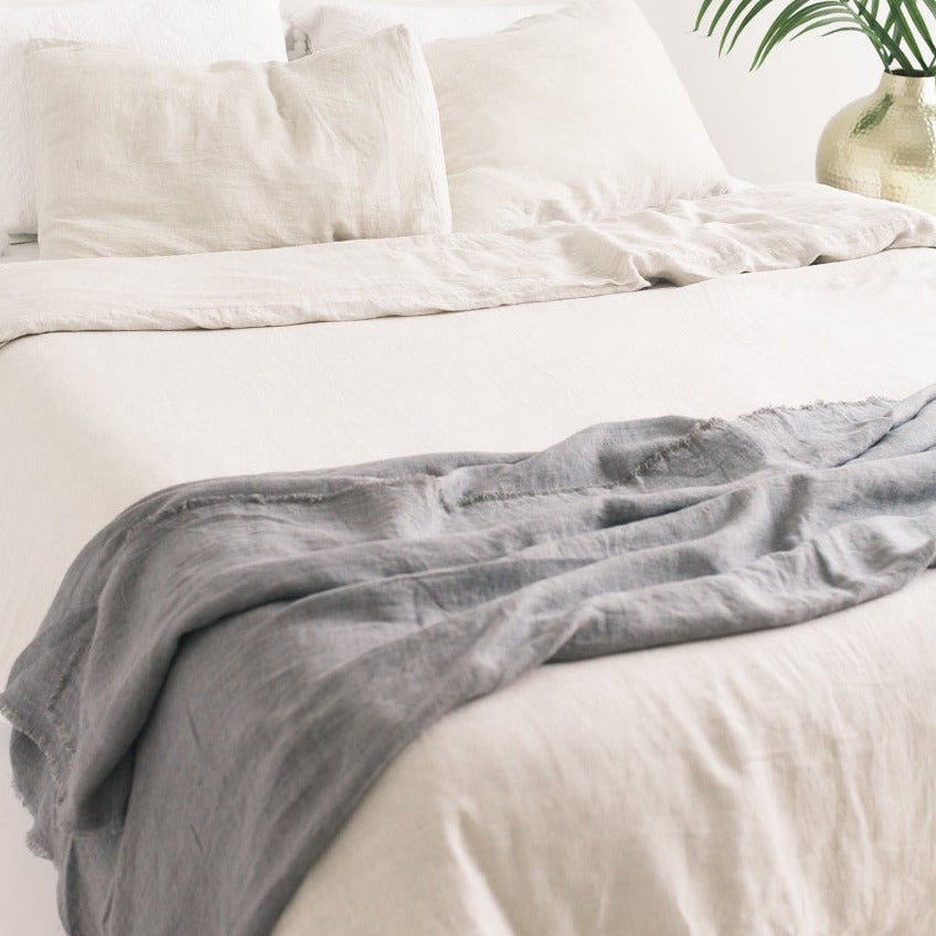 Stone Washed Linen Throw Blanket