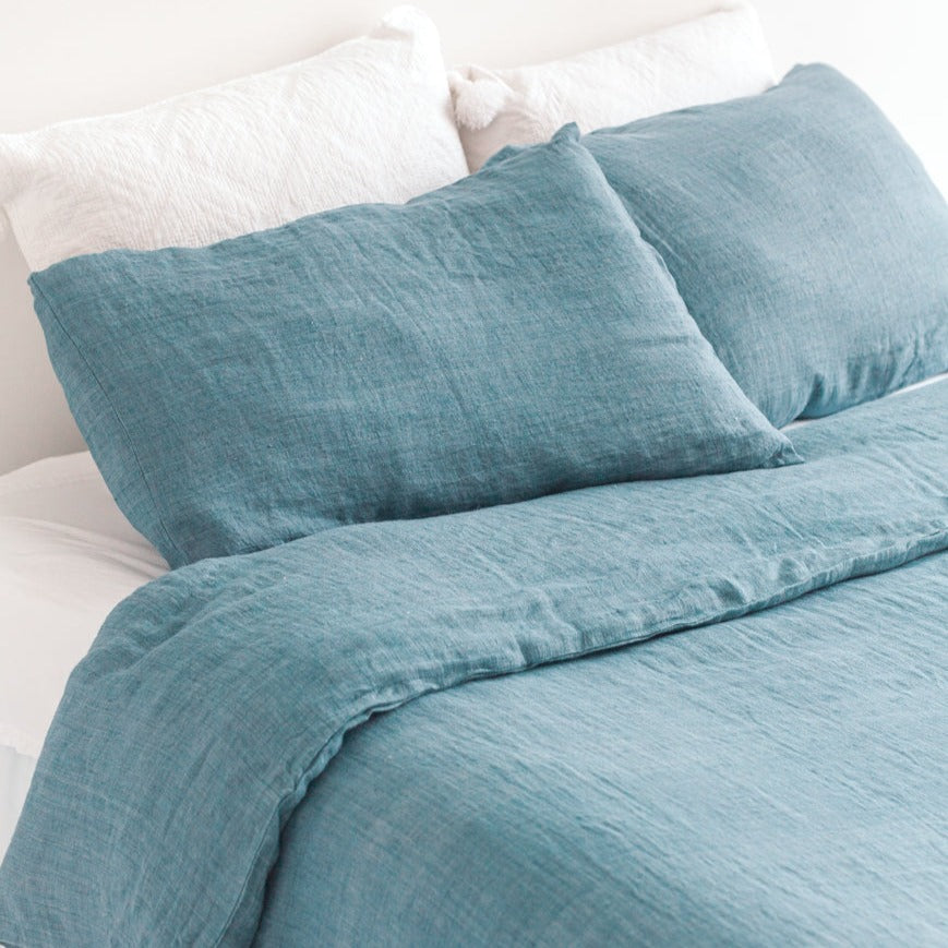 Denim Blue Linen Duvet Cover Set