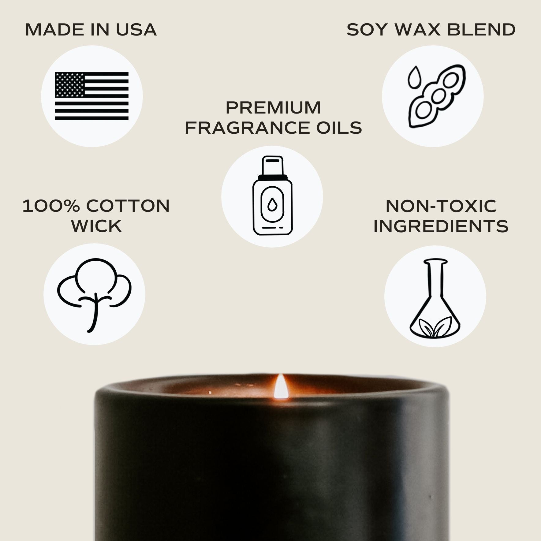 Palo Santo Patchouli Black Stoneware Candle