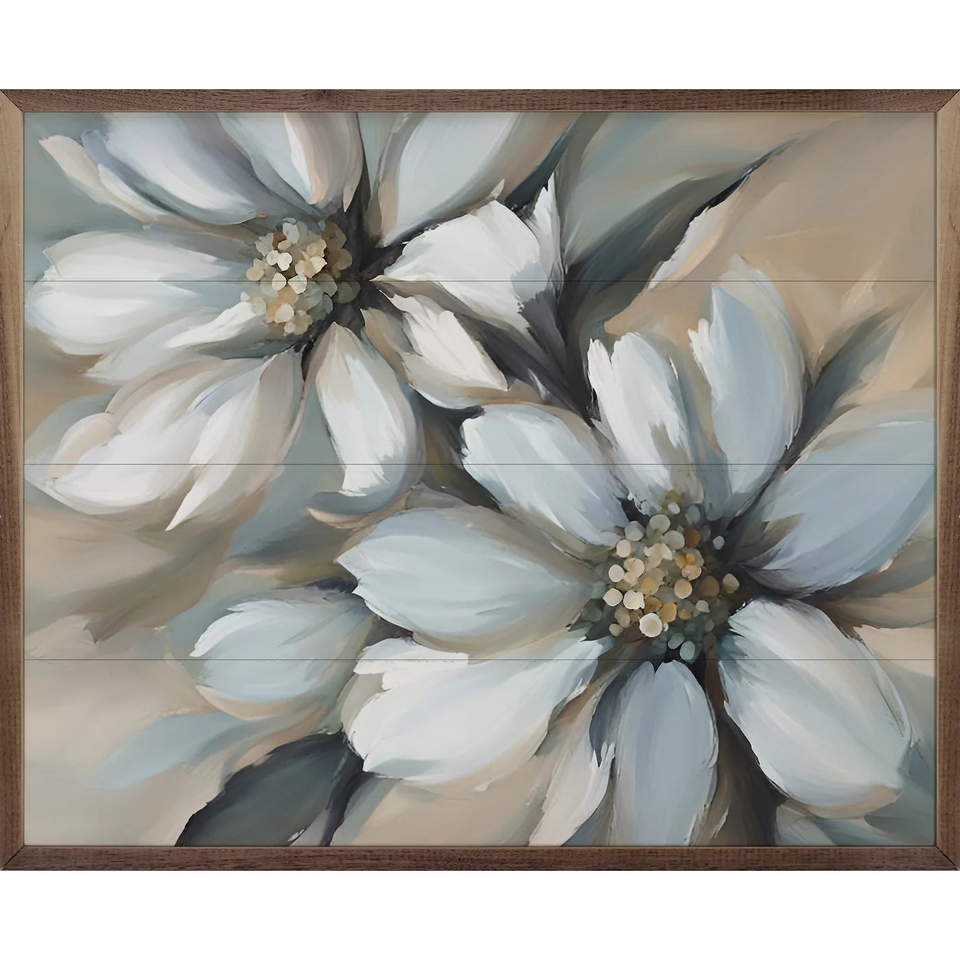 Two Simple Blue Flowers Wood Framed Print