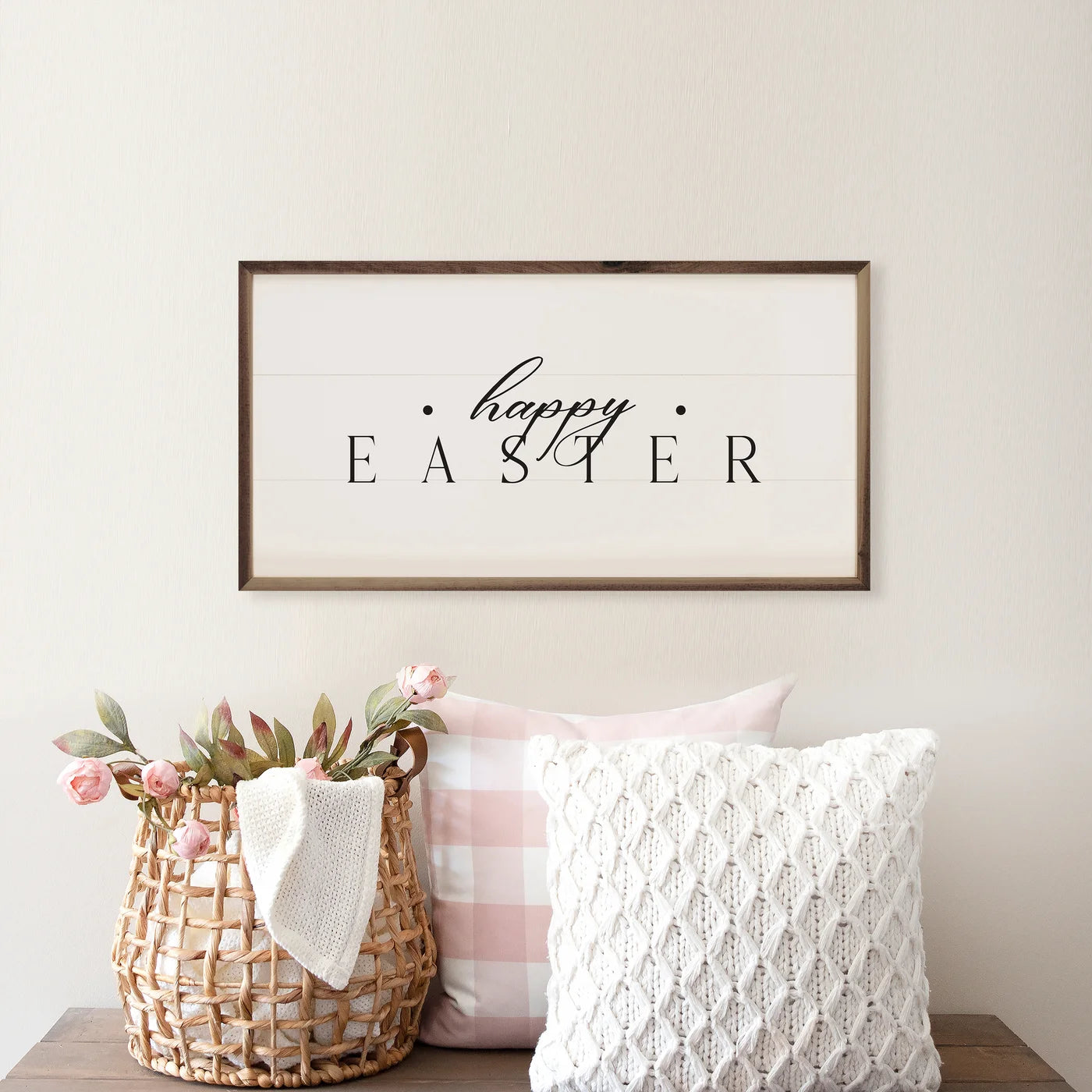 Happy Easter White Wood Framed Print