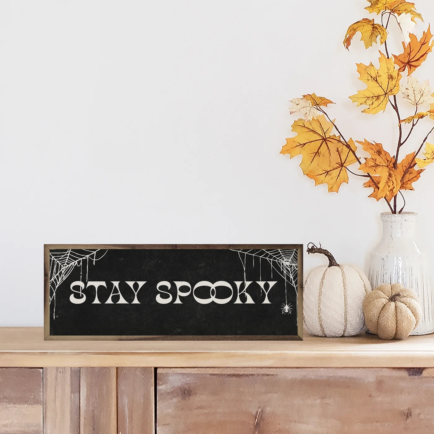 Stay Spooky Webs Wood Framed Print