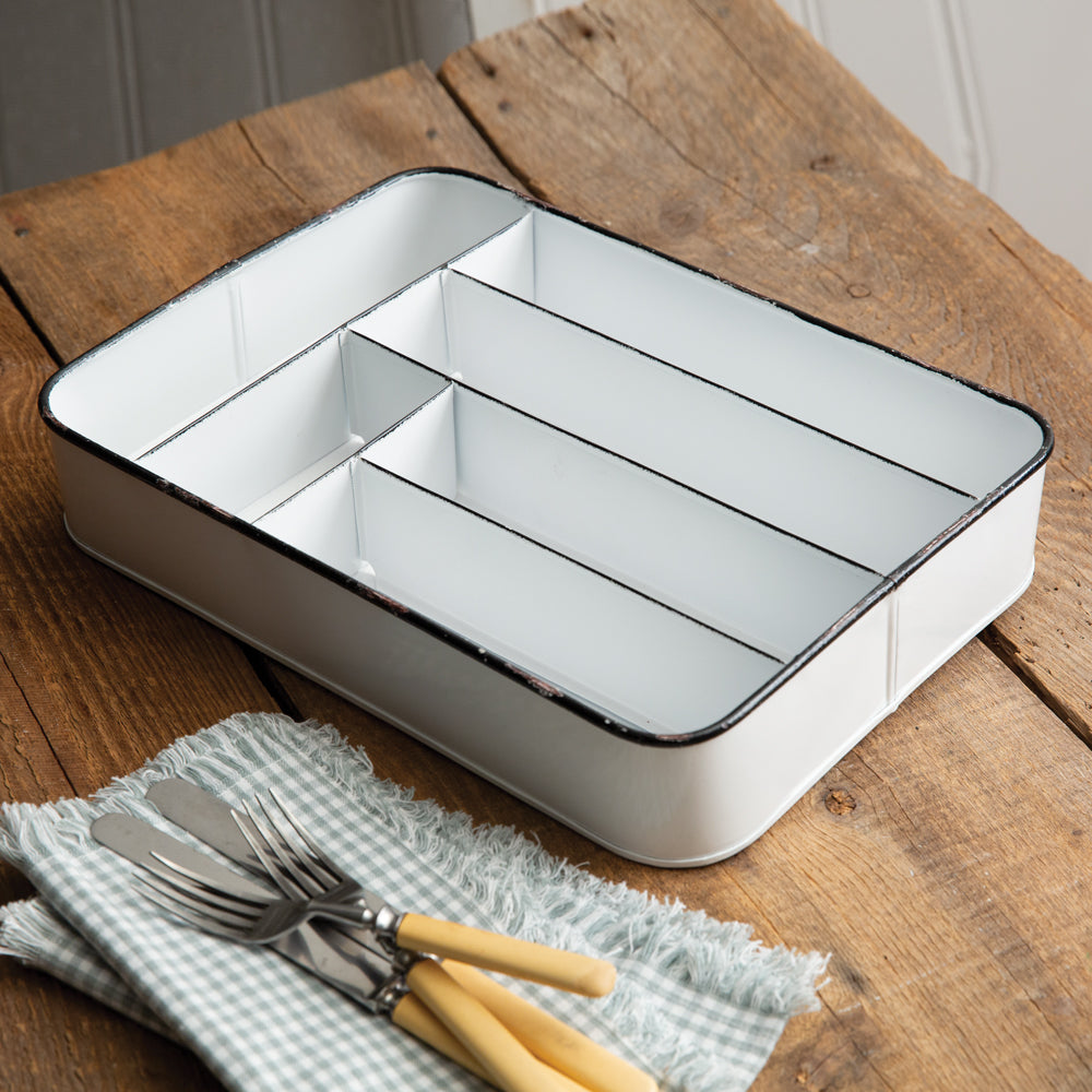 Farmhouse Enamel Cutlery Tray