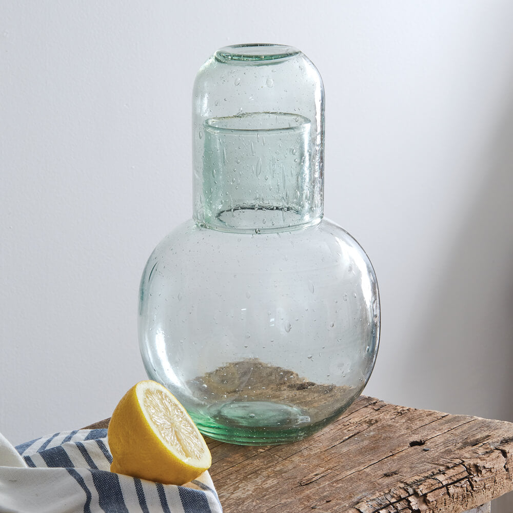 Recycled Glass Bedside Carafe Set