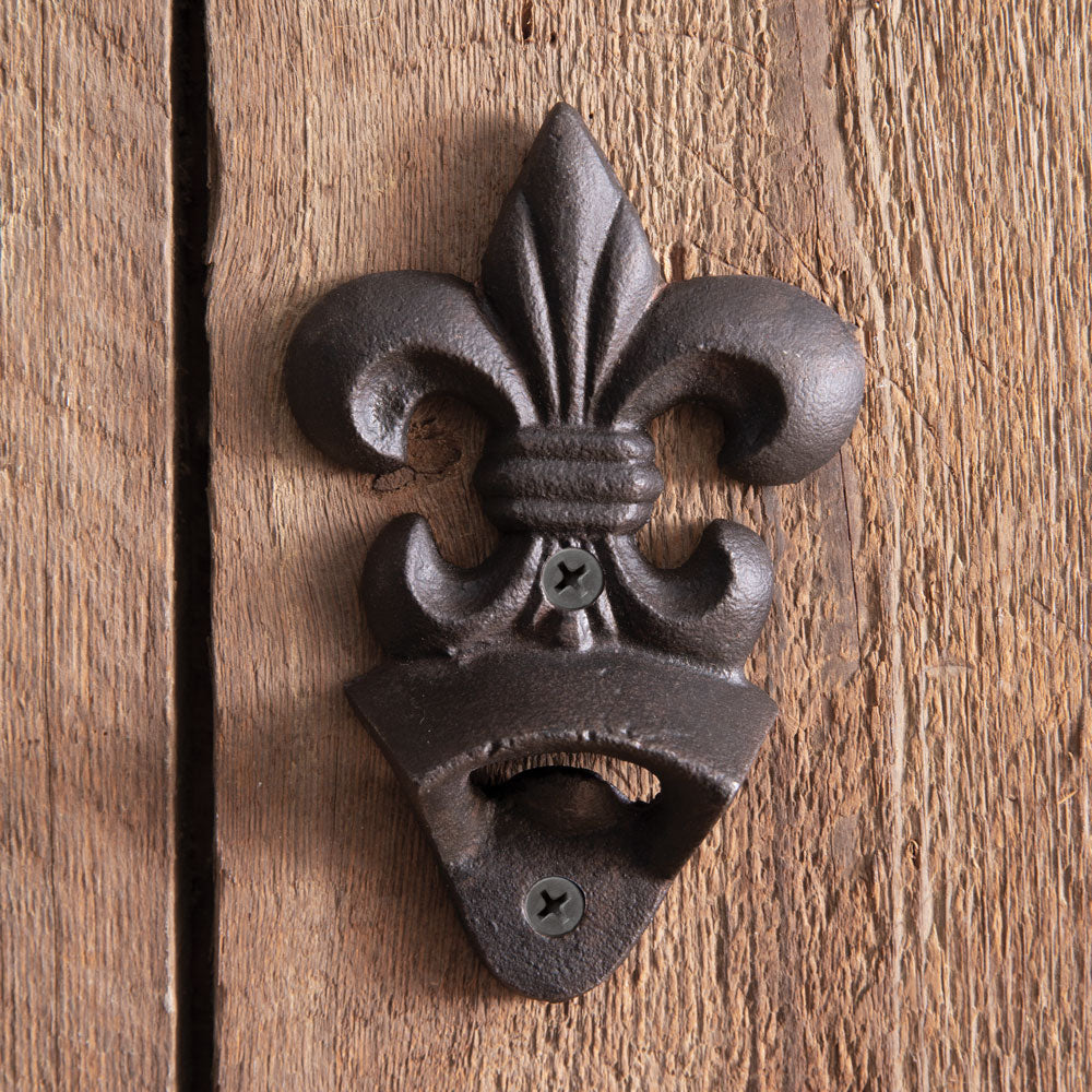 Fleur De Lis Wall Mounted Bottle Opener Set