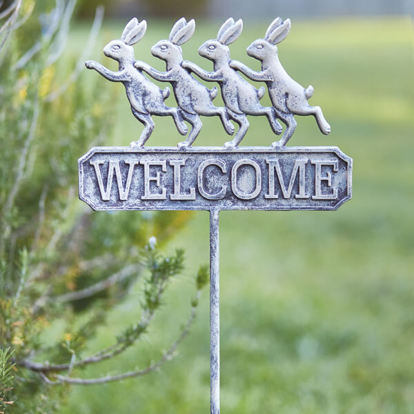 Dancing Bunny Welcome Garden Stake