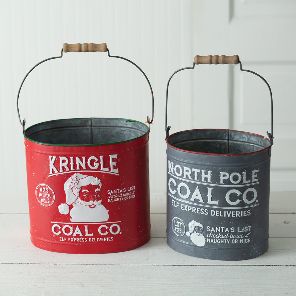 Christmas Coal Buckets Set