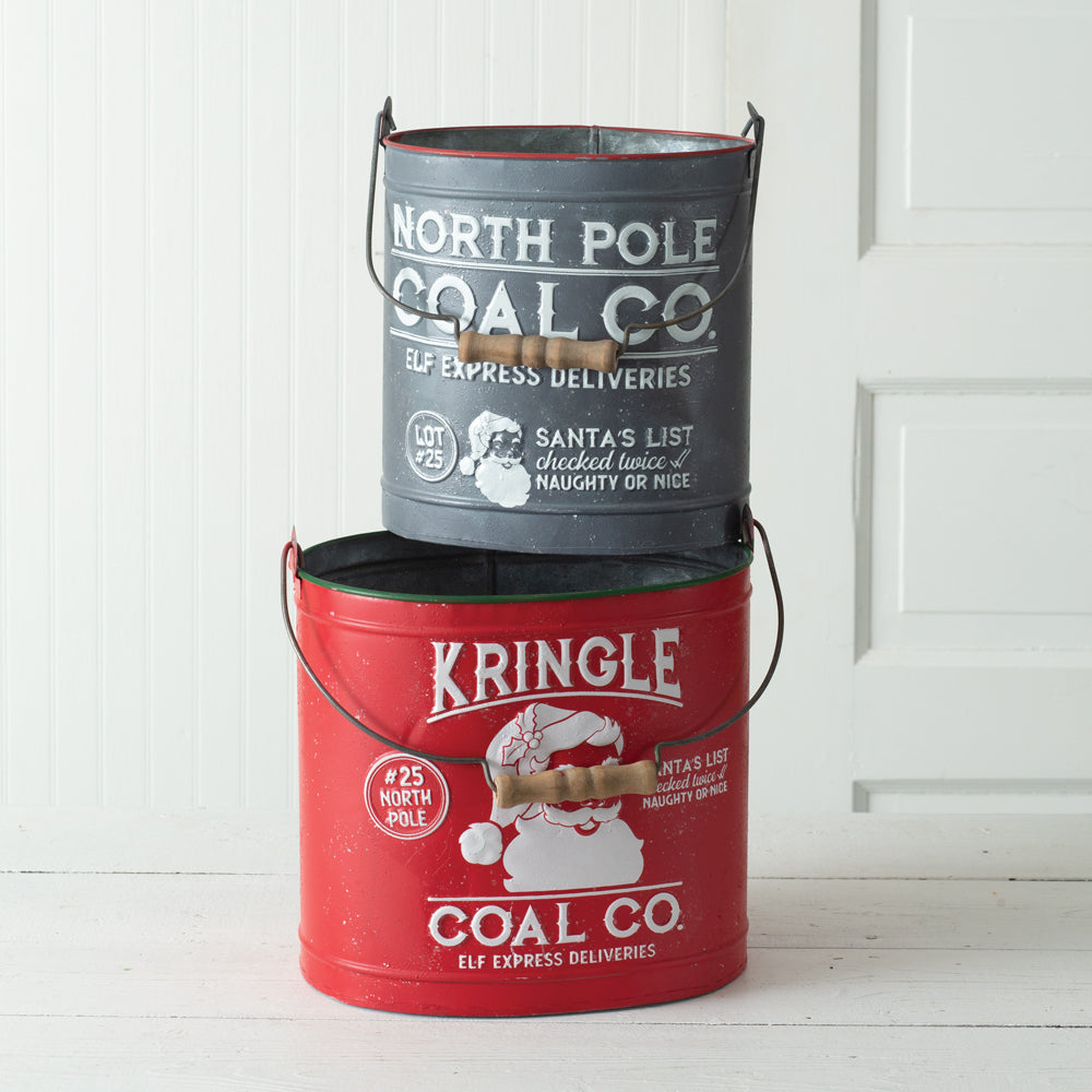 Christmas Coal Buckets Set