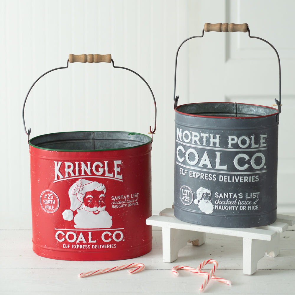 Christmas Coal Buckets Set