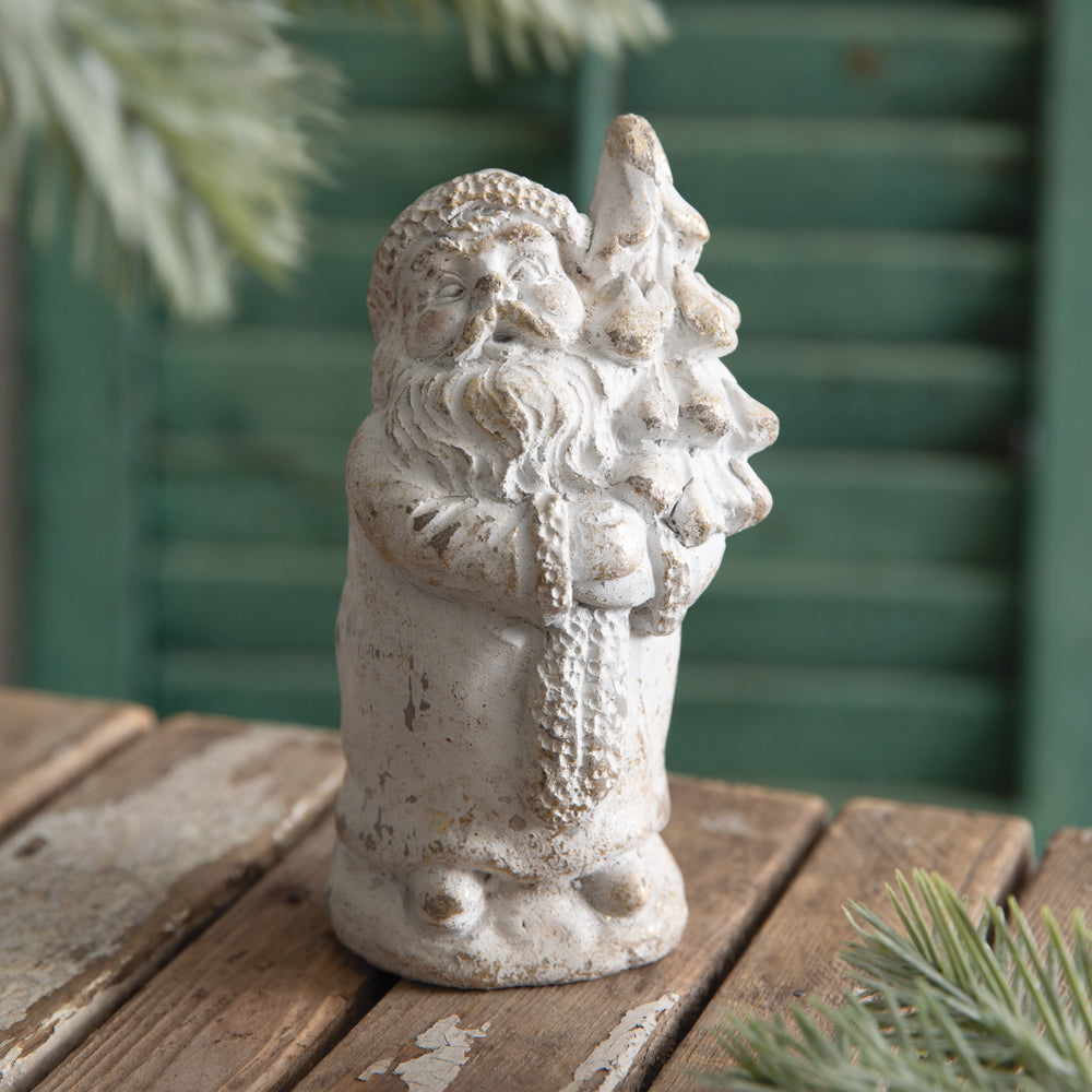 Father Christmas With Tree Figurine