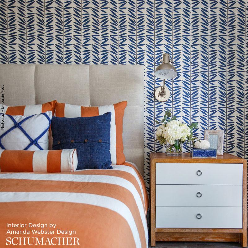 Schumacher Leaf Stripe Wallpaper