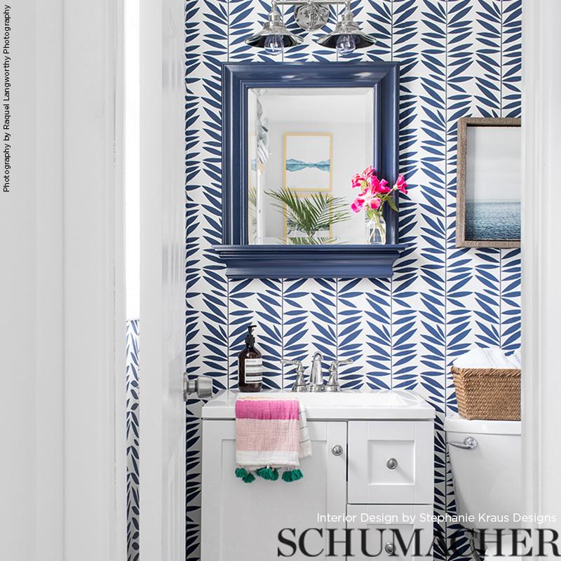 Schumacher Leaf Stripe Wallpaper