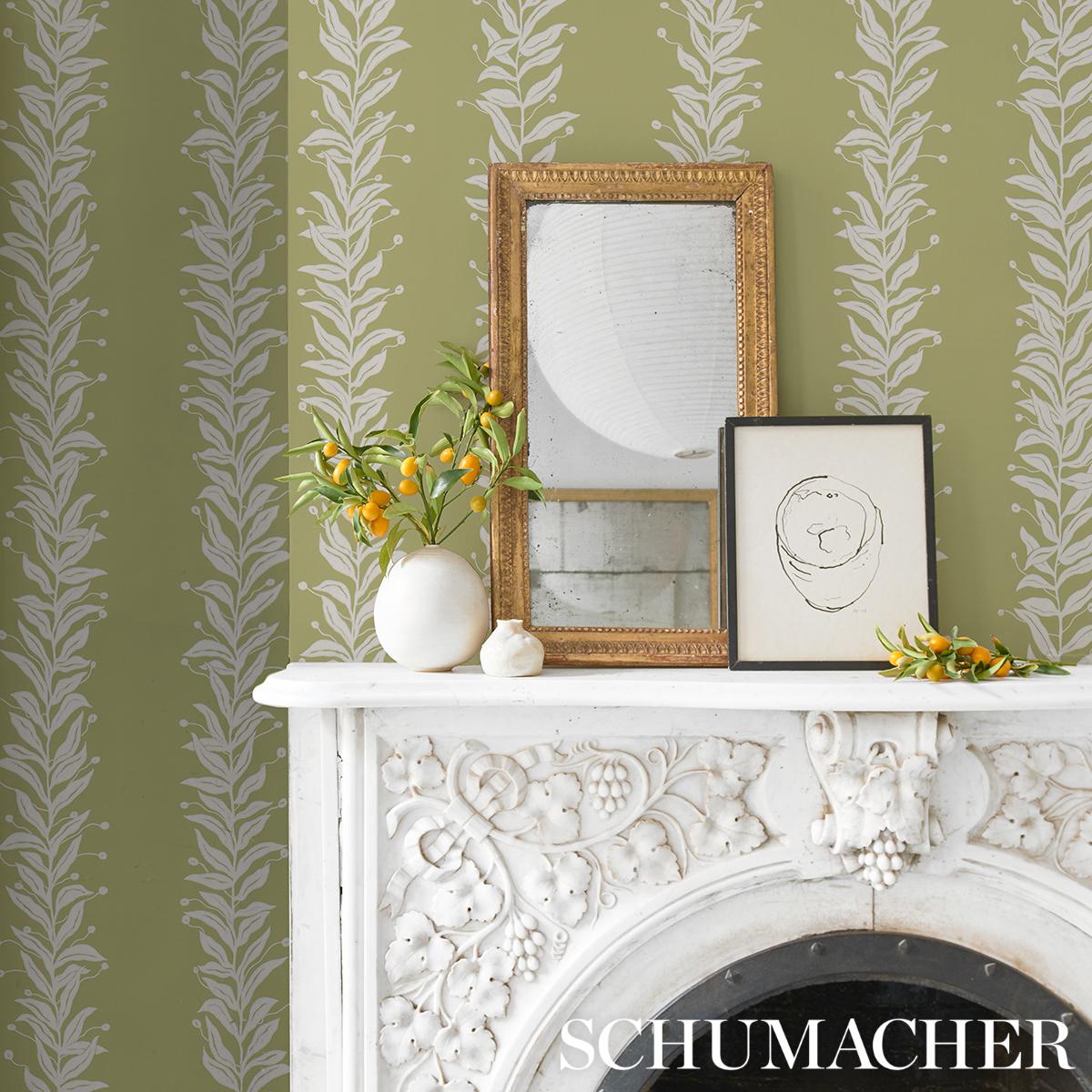 Schumacher Tendril Stripe Wallpaper