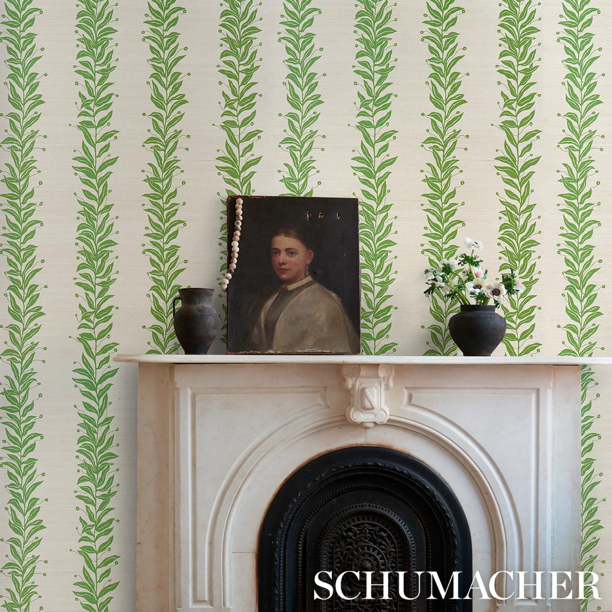 Schumacher Tendril Stripe Sisal Wallpaper