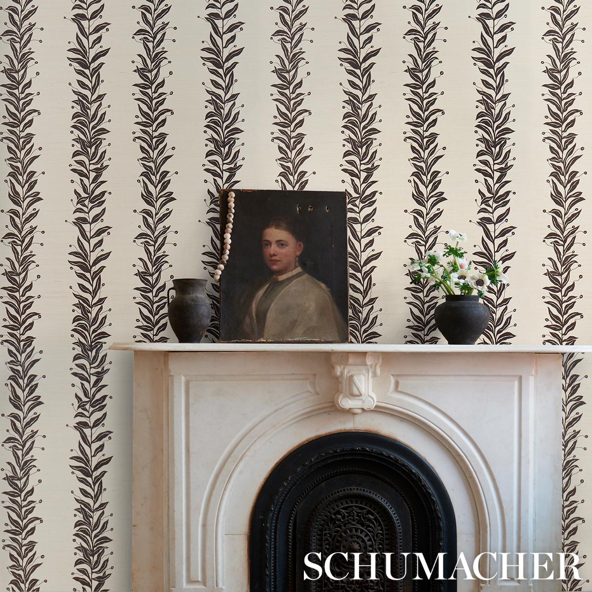 Schumacher Tendril Stripe Sisal Wallpaper