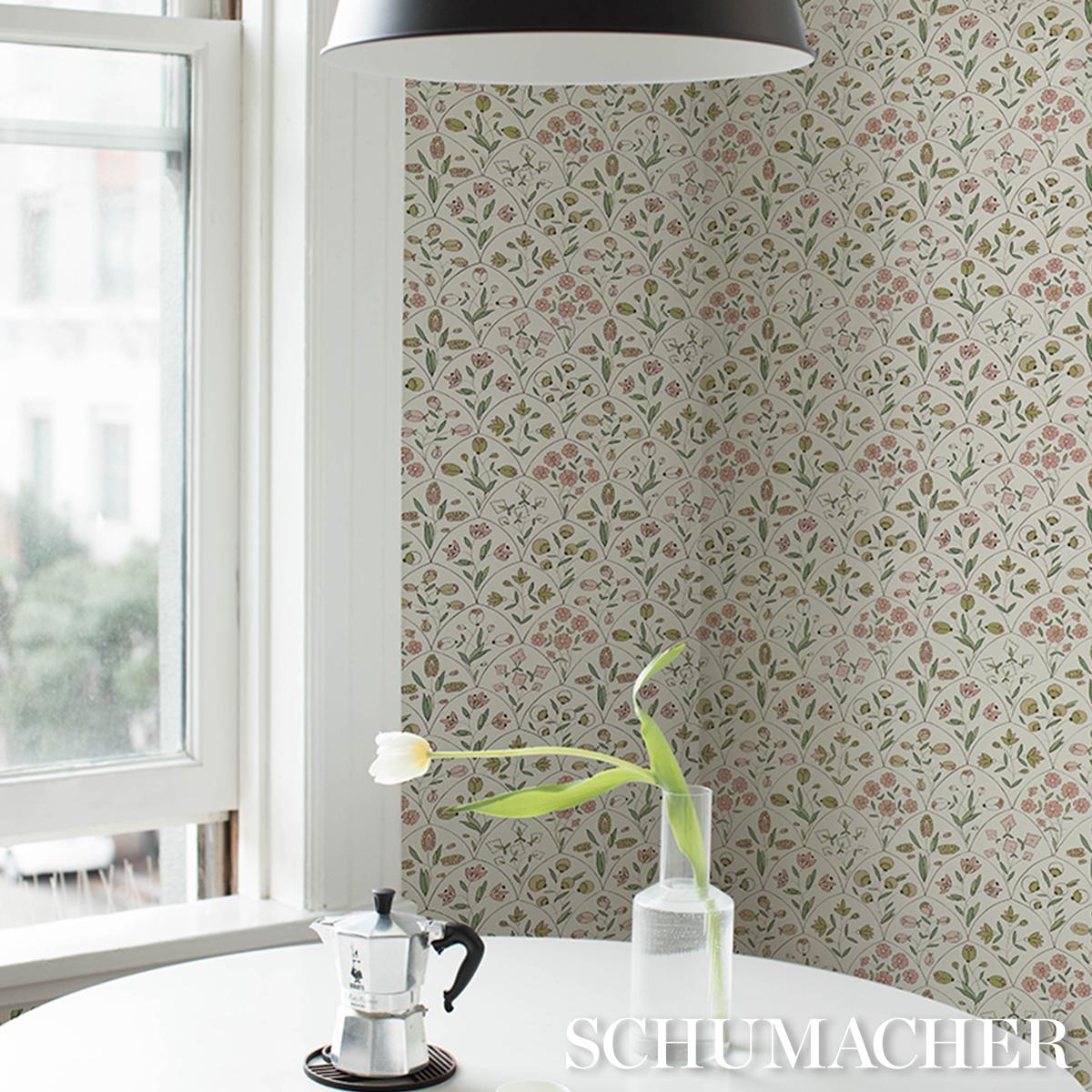 Schumacher Frances Scallop Floral Wallpaper