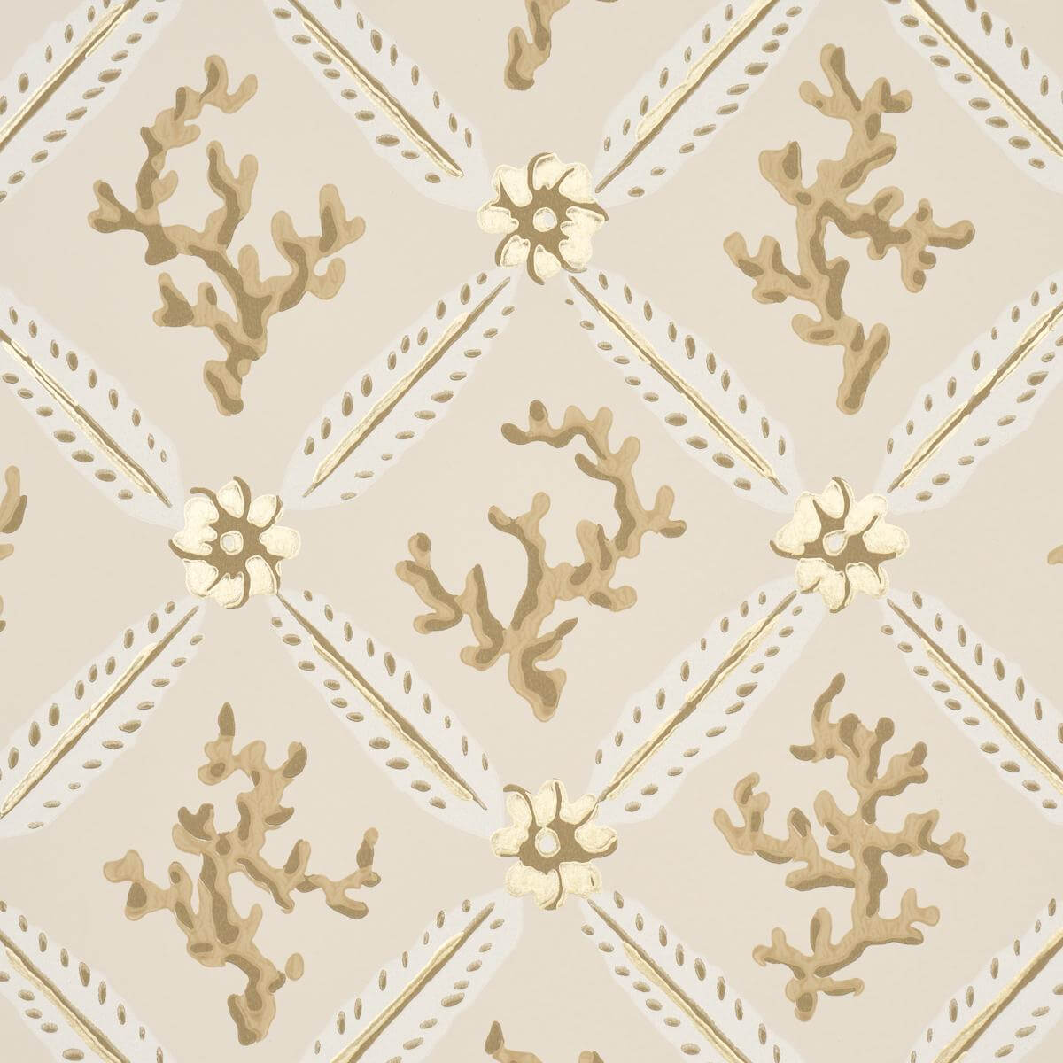 Corail Leaf Trellis Wallpaper